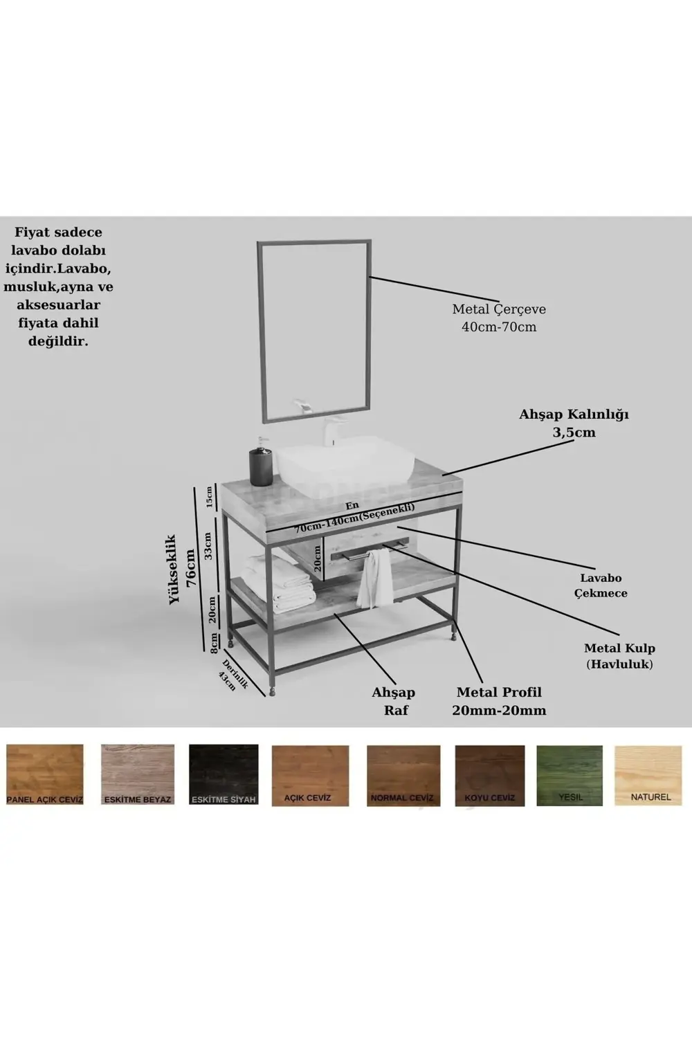 Ntconcept Liv Doğal Ahşap Hilton 3'lü set(130cm'lik)