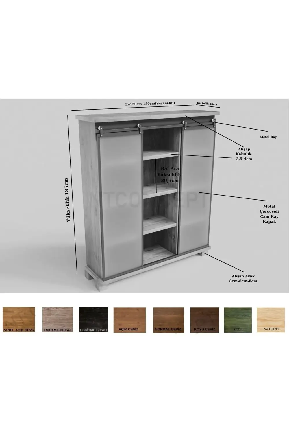 Ntconcept Liva Doğal Ağaç Ofis Kitaplık(160CM-H180CM-41CM)