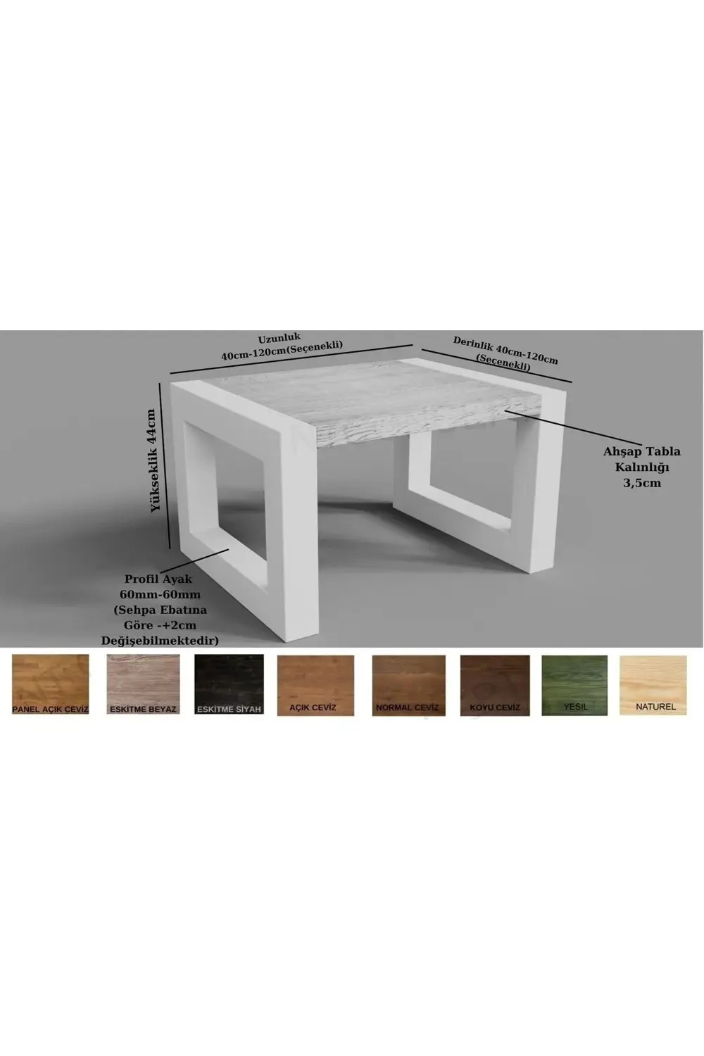 Ntconcept Luh Masif Ahşap Sehpa(40cm-40cm-h44cm)