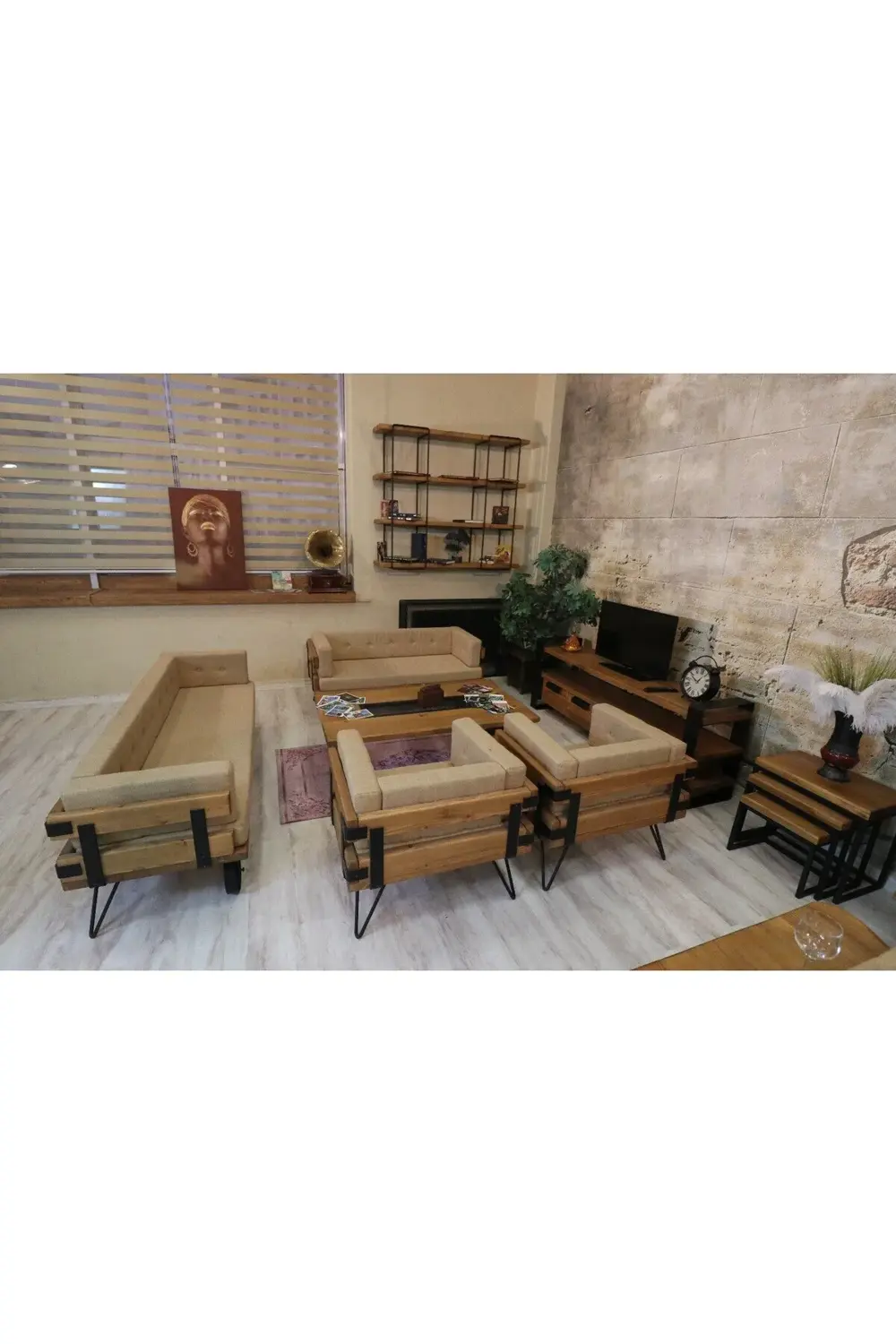 Ntconcept Masif Ağaç Koltuk Takımı(3-2-1-1)