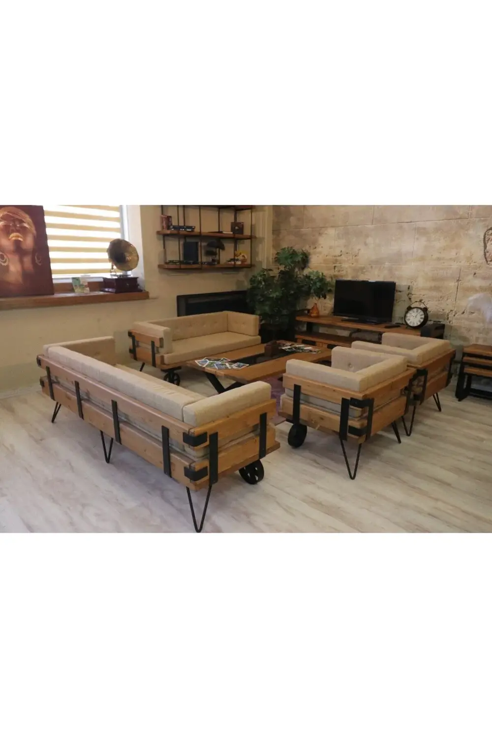 Ntconcept Masif Ağaç Koltuk Takımı(3-2-1-1)