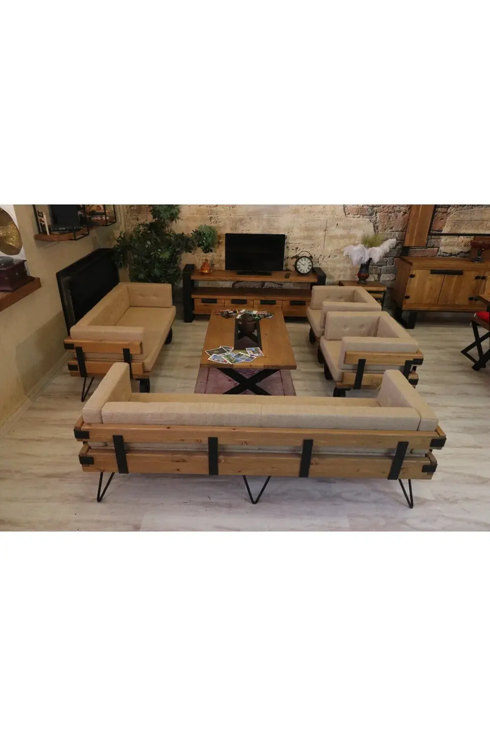 Ntconcept Masif Ağaç Koltuk Takımı(3-2-1-1)