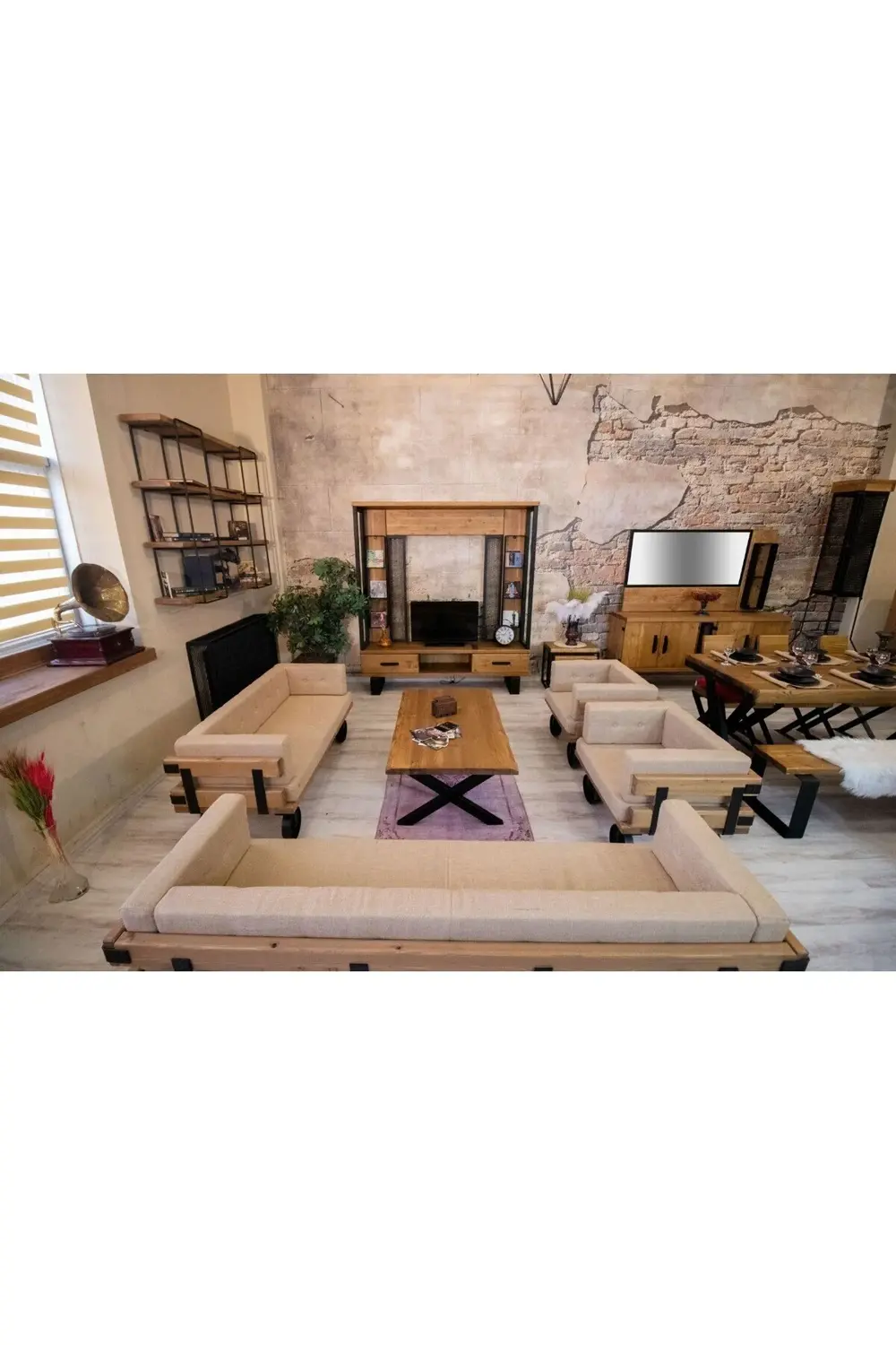 Ntconcept Masif Ağaç Koltuk Takımı(3-2-1-1)