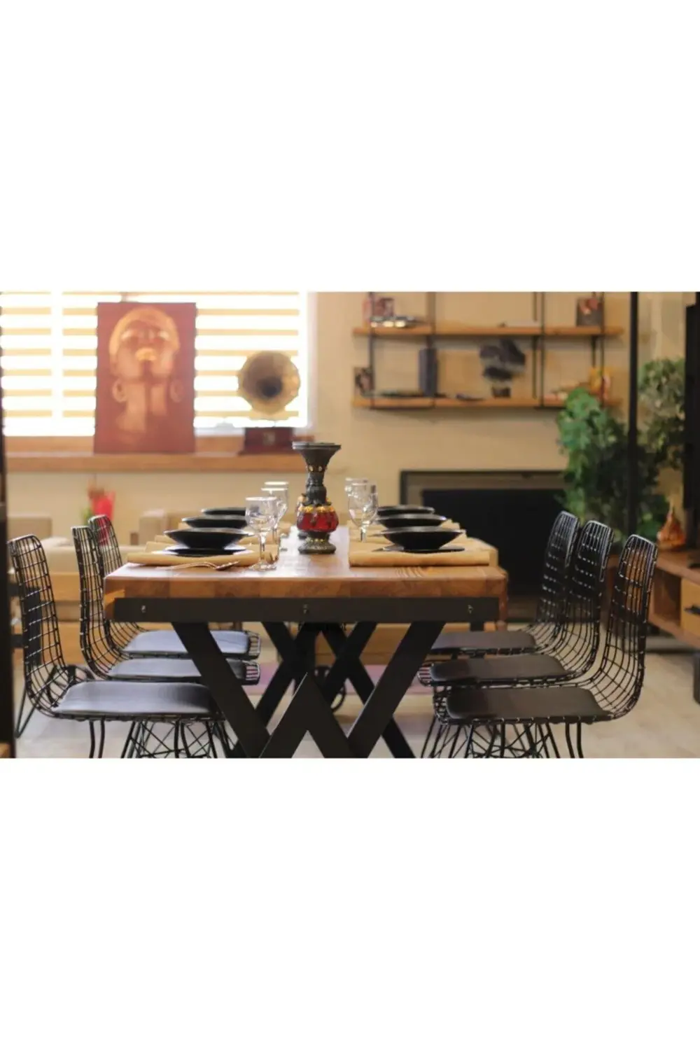 Nt Concept Ntconcept Masif Ağaç Mutfak Masası Takımı(85Cm-210Cm Masa+8 Sanda