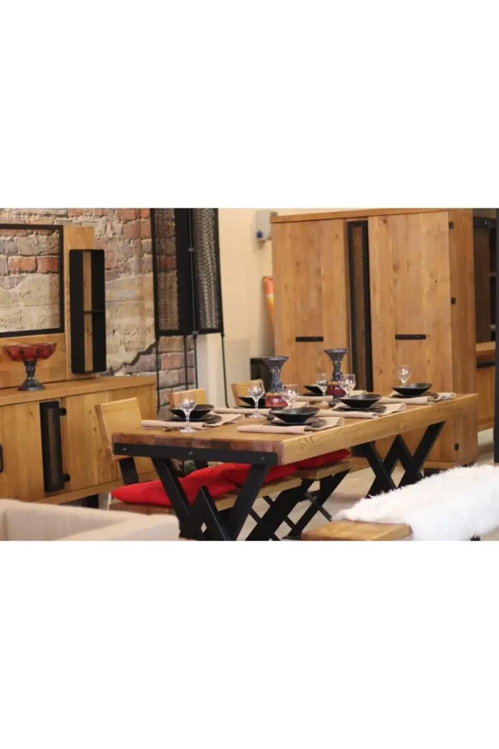 Ntconcept Masif Ağaç Mutfak Masası(85cm-150cm Masa+150cm Bank+2 S