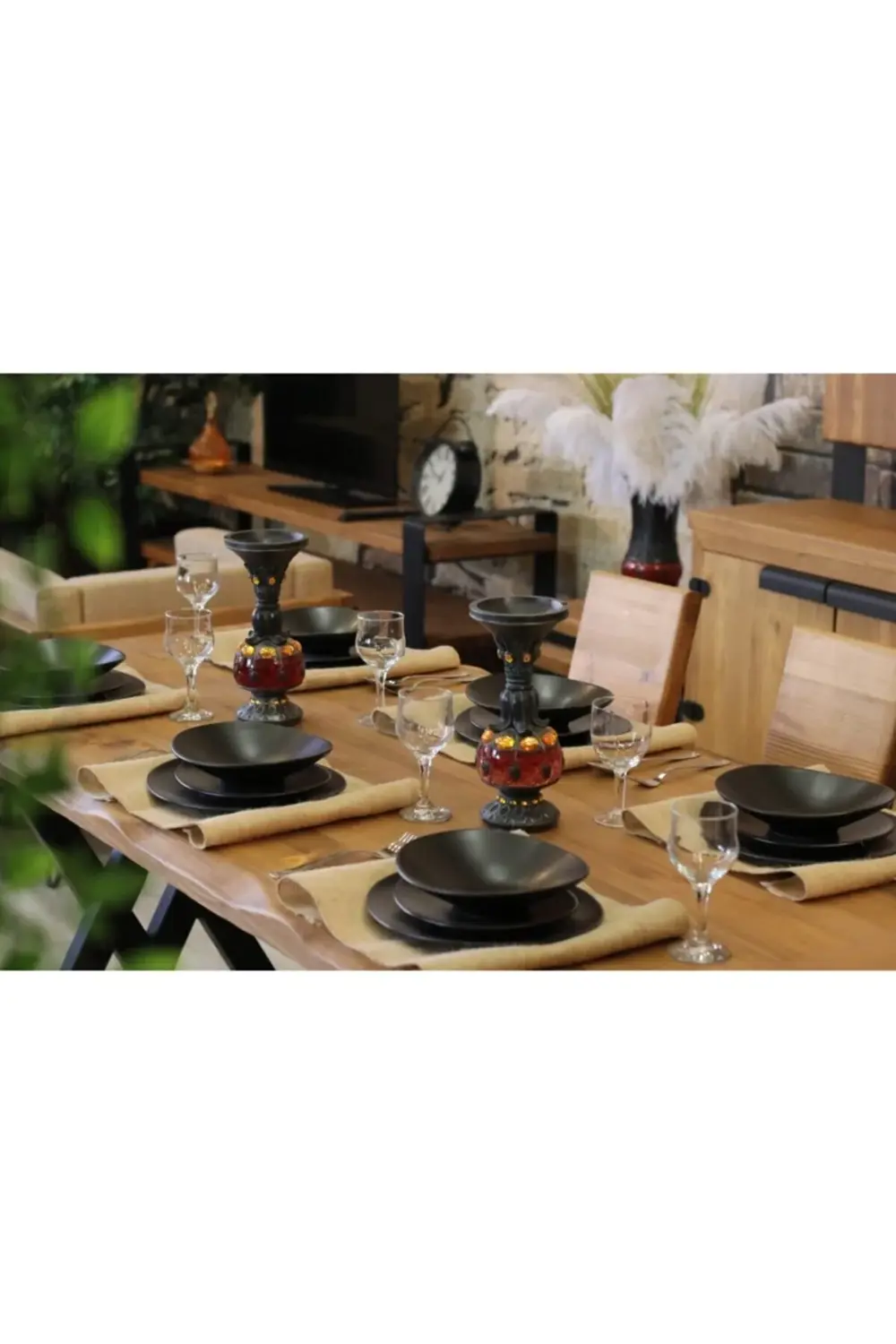 Ntconcept Masif Ağaç Mutfak Masası(85cm-210cm Masa+210cm Bank+6 S