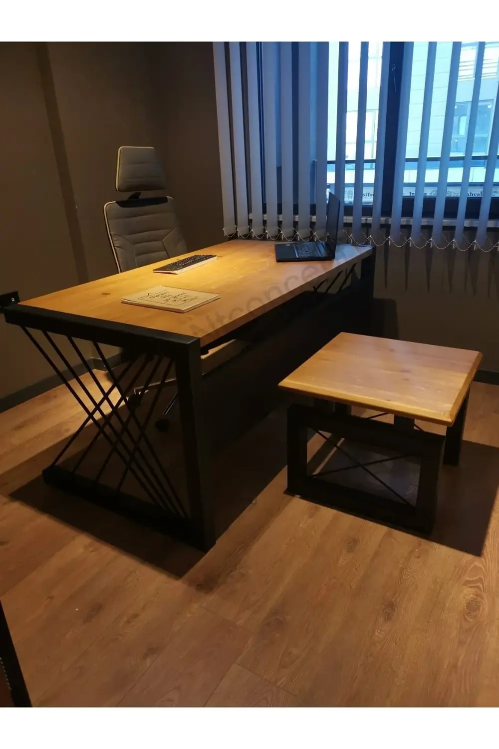 Ntconcept Masif Ağaç Ofis Üçlü Takım-220cm-renk Seçenekli