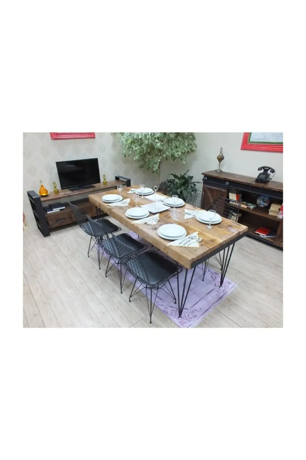 Nt Concept Ntconcept Masif Ağaç Yemek Masası - 100 Cm-200 Cm