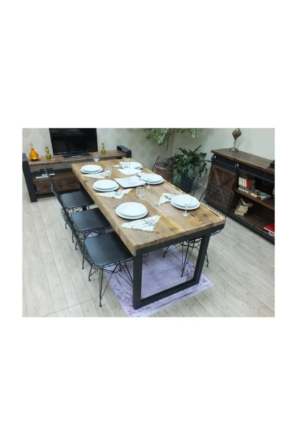 Nt Concept Ntconcept Masif Ağaç Yemek Masası - 100Cm-200Cm Masa