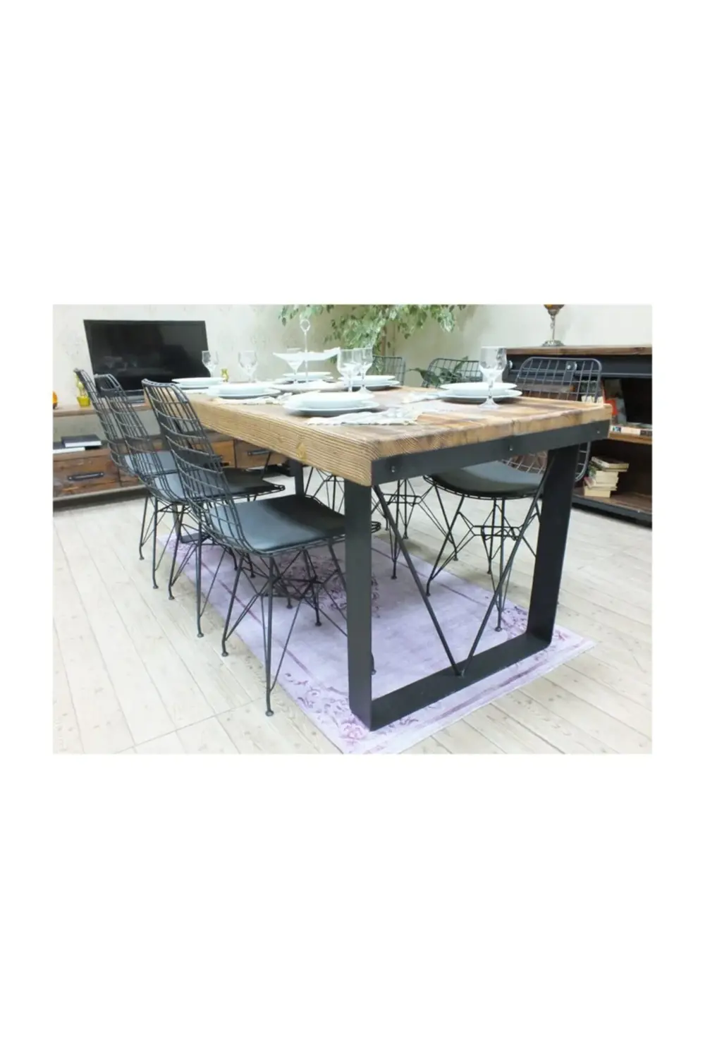 Nt Concept Ntconcept Masif Ağaç Yemek Masası - 85Cm-125Cm Masa