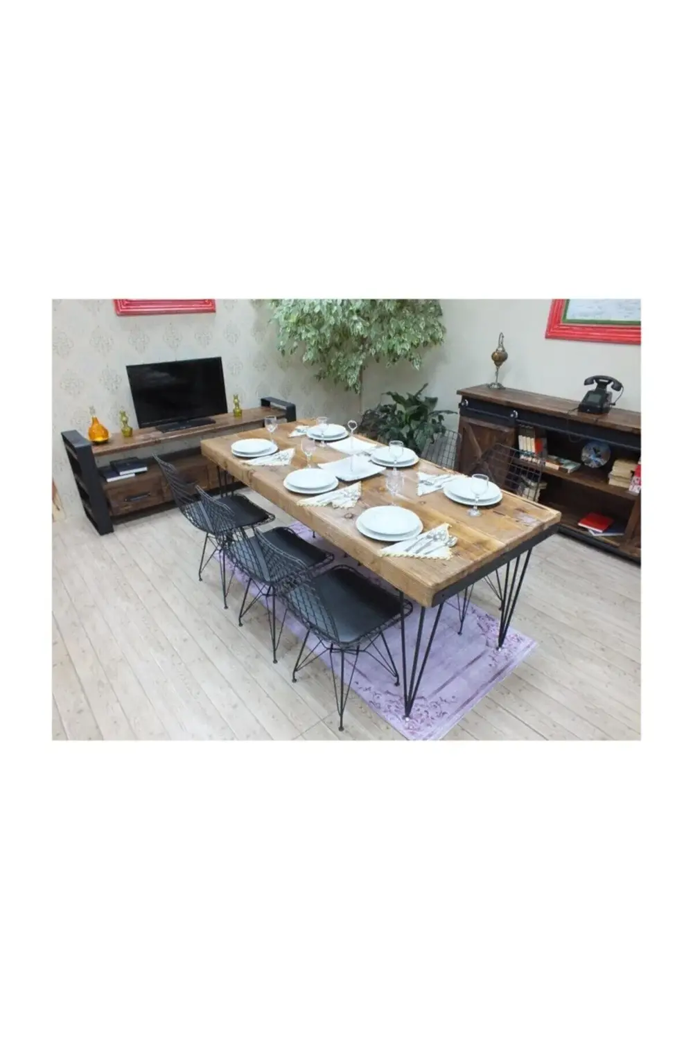 Nt Concept Ntconcept Masif Ağaç Yemek Masası - 85Cm-125Cm Masa