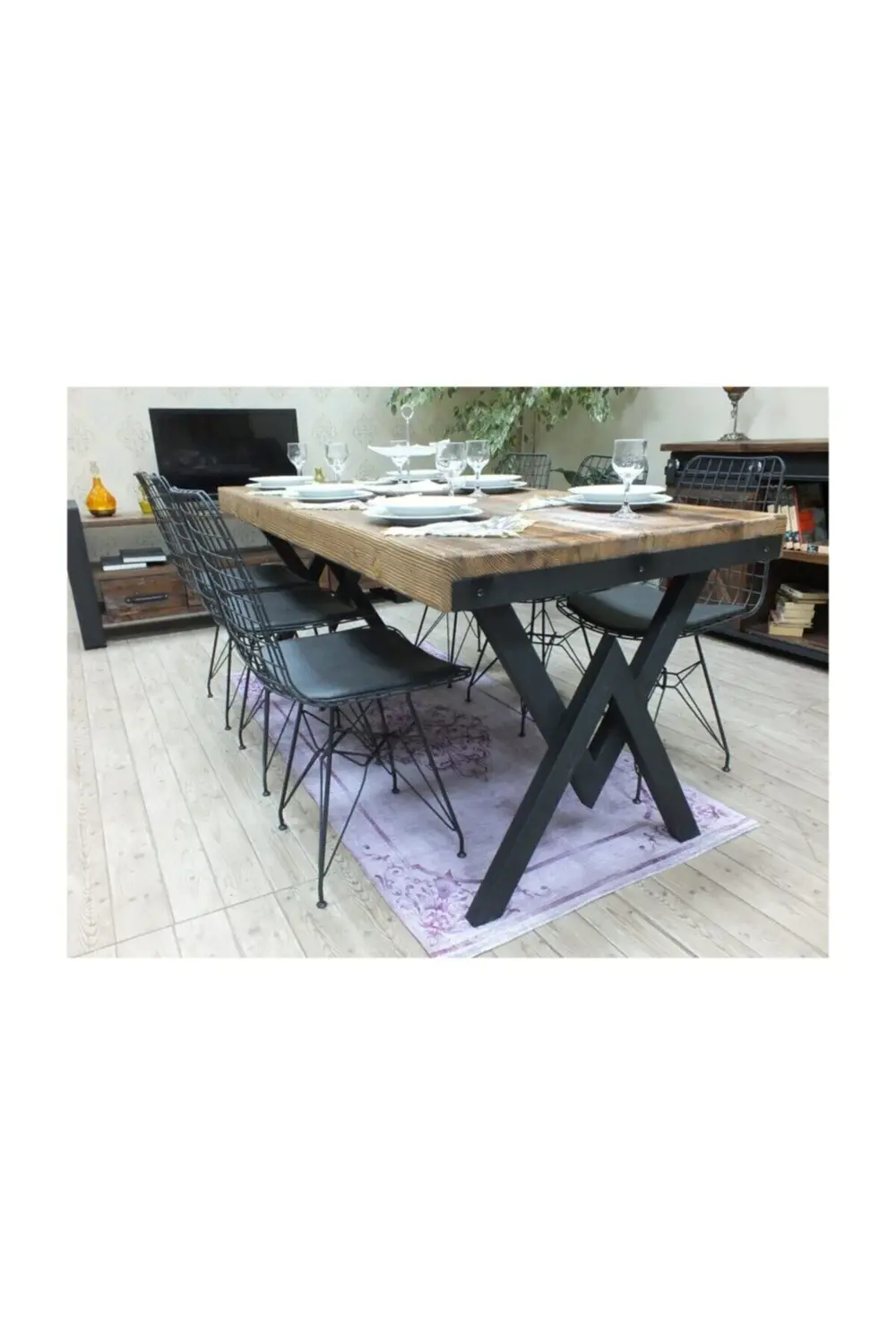 Nt Concept Ntconcept Masif Ağaç Yemek Masası - 85Cm-125Cm Masa