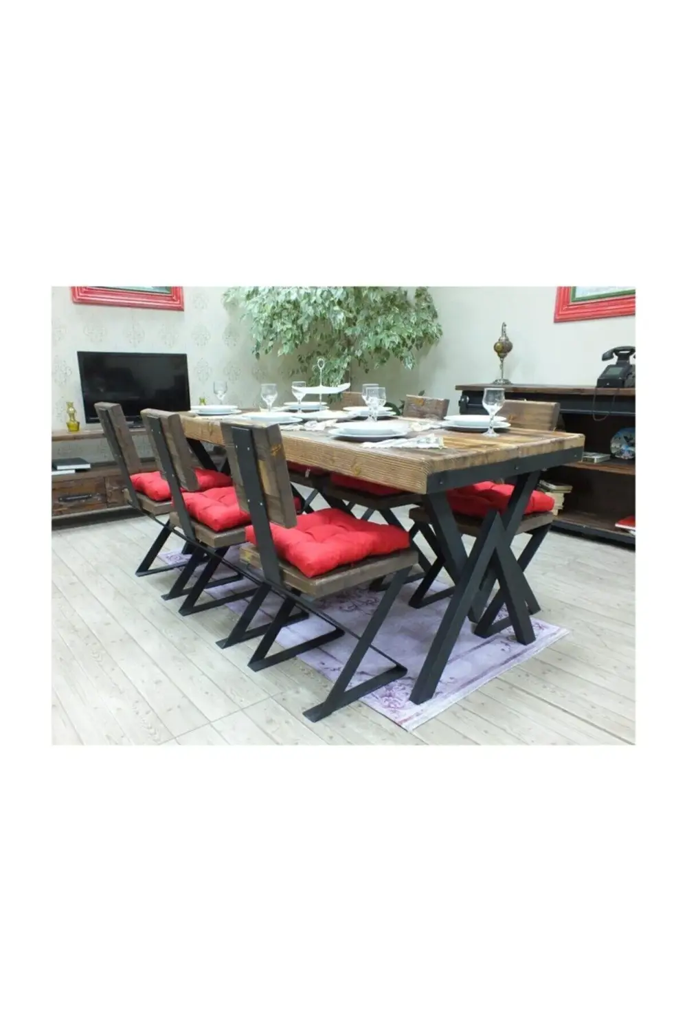 Nt Concept Ntconcept Masif Ağaç Yemek Masası - 85Cm-125Cm Masa