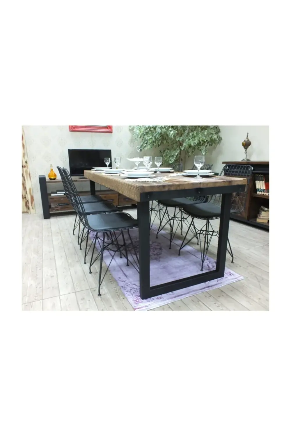 Nt Concept Ntconcept Masif Ağaç Yemek Masası - 85Cm-185Cm Masa