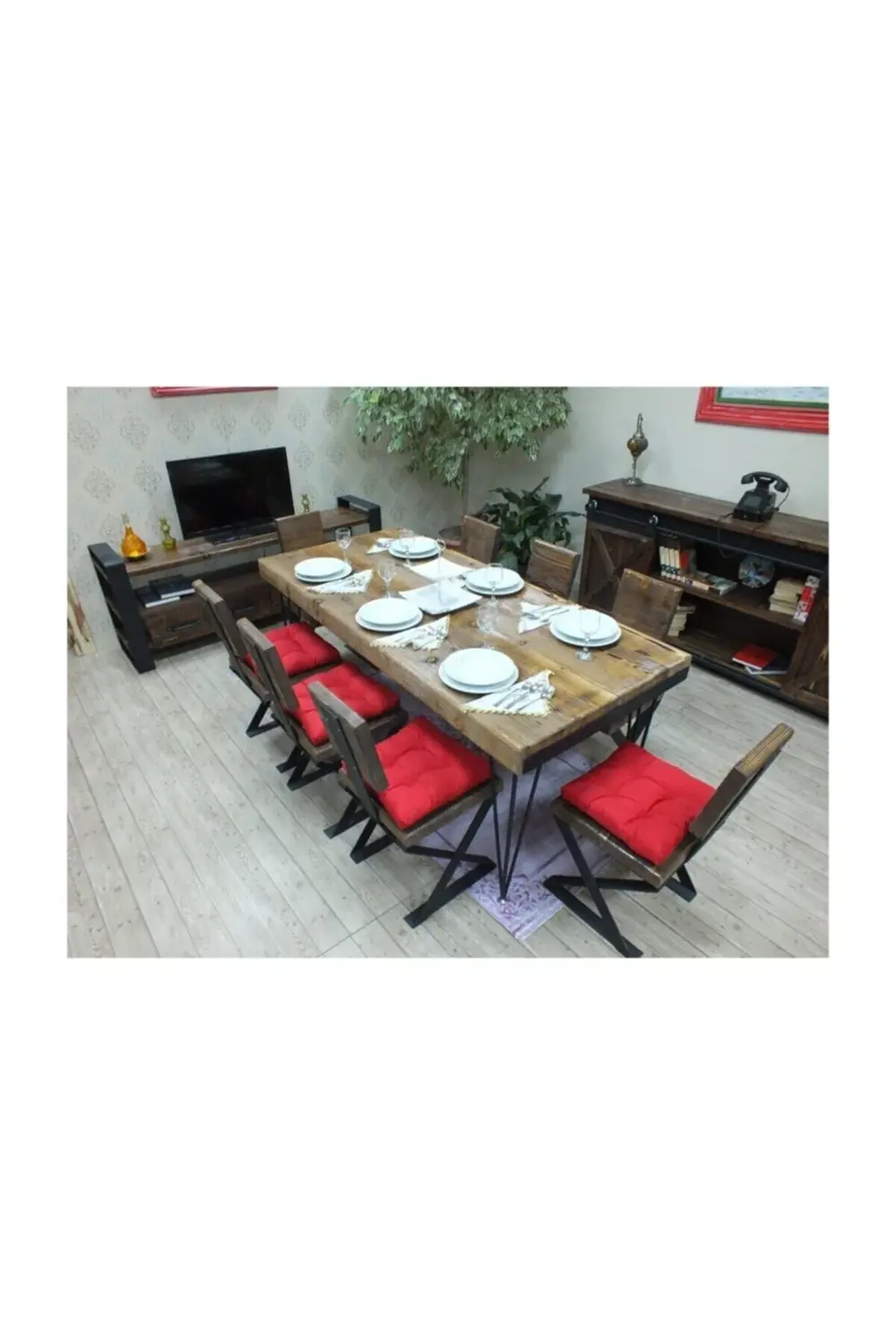 Nt Concept Ntconcept Masif Ağaç Yemek Masası - 85Cm-185Cm Masa