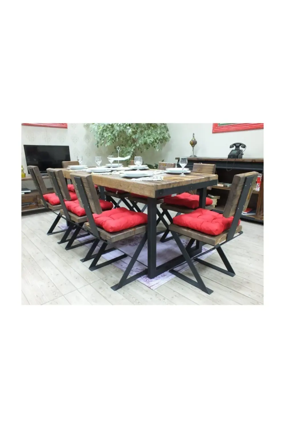 Nt Concept Ntconcept Masif Ağaç Yemek Masası - 85Cm-185Cm Masa