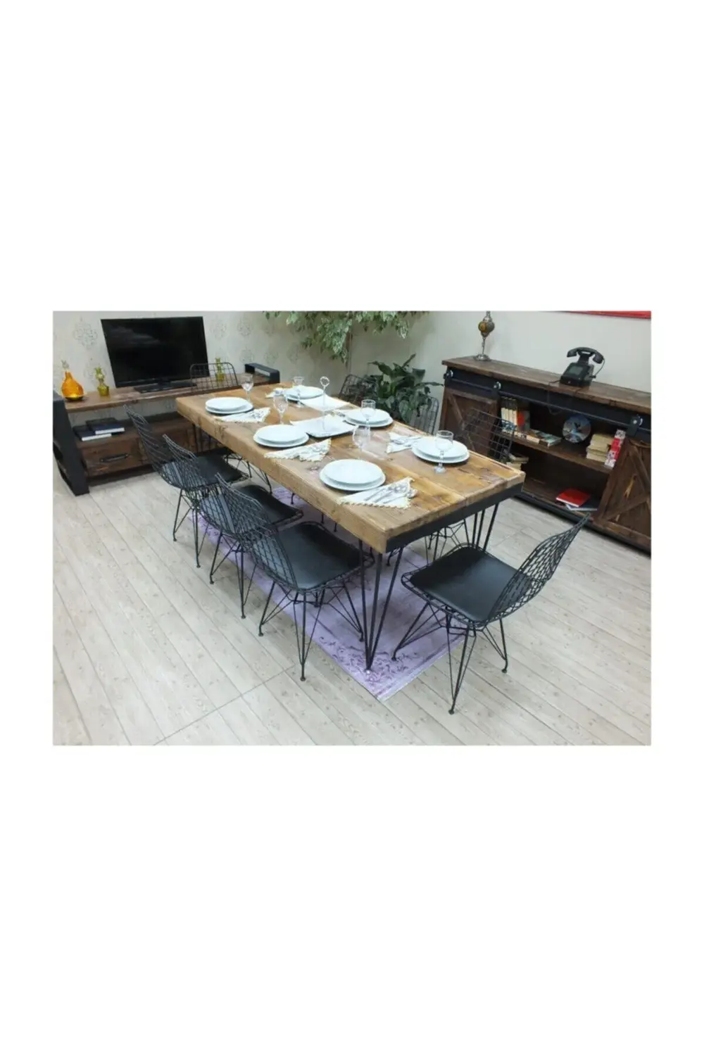 Nt Concept Ntconcept Masif Ağaç Yemek Masası - 85Cm-185Cm Masa