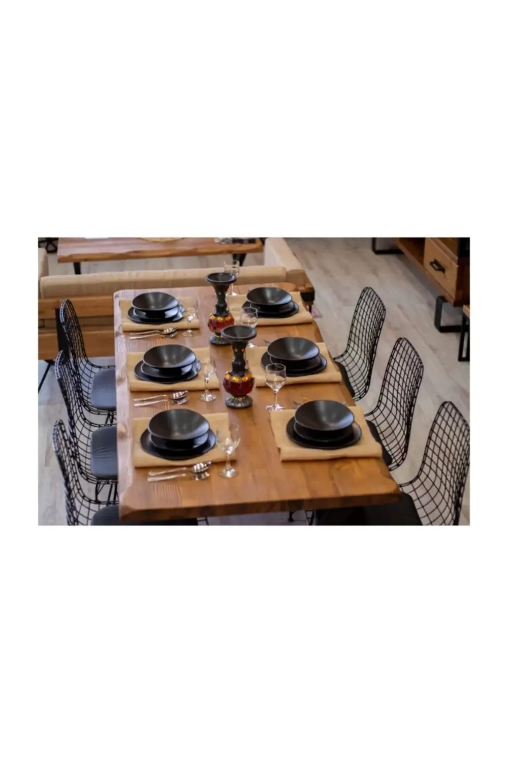 Nt Concept Ntconcept Masif Ağaç Yemek Masası Takımı- 85Cm-125Cm Masa+4 Adet