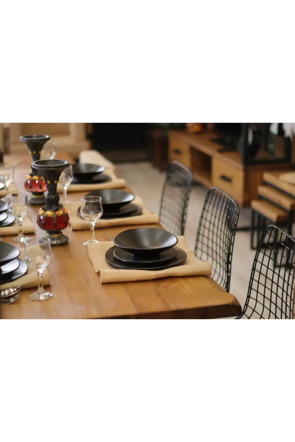 Ntconcept Masif Ağaç Yemek Masası Takımı- 85cm-210cm Masa+210cm B