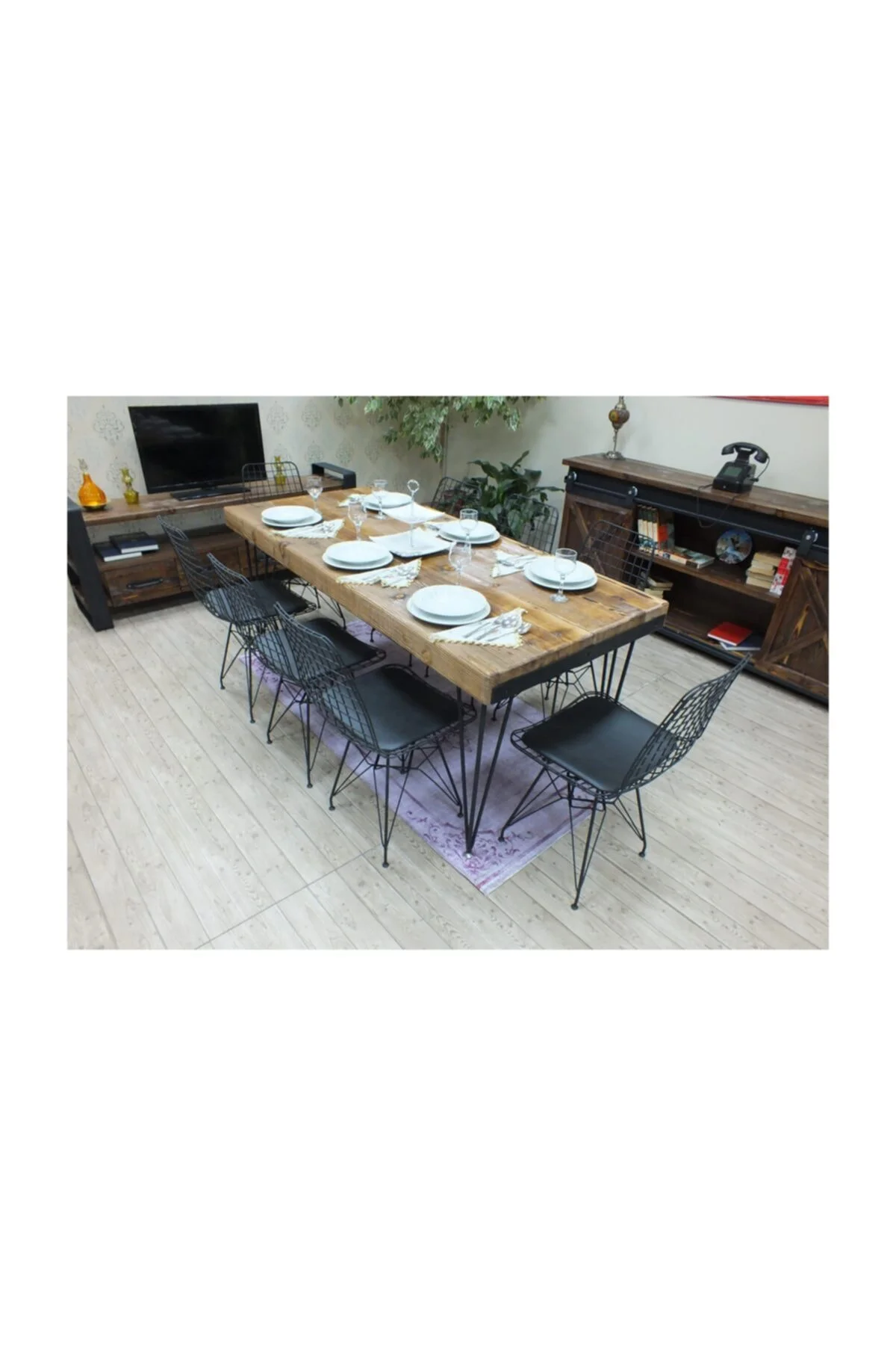 Ntconcept Masif Ağaç Yemek Masası - 85cm-200cm Masa Ntconcept Masif Ağaç Yemek Masası - 85cm-200cm Masa