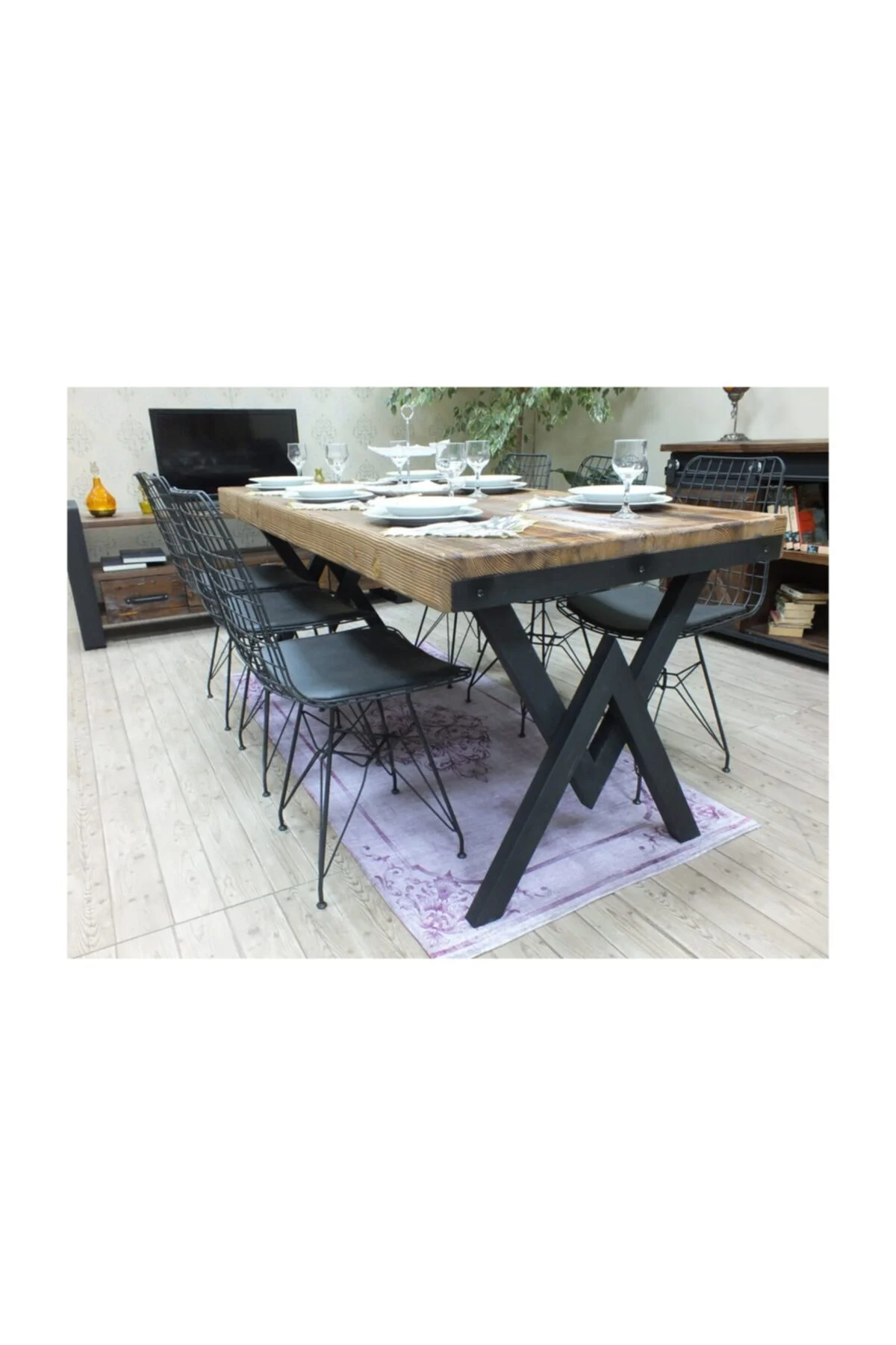 Ntconcept Masif Ağaç Yemek Masası - 85cm-200cm Masa