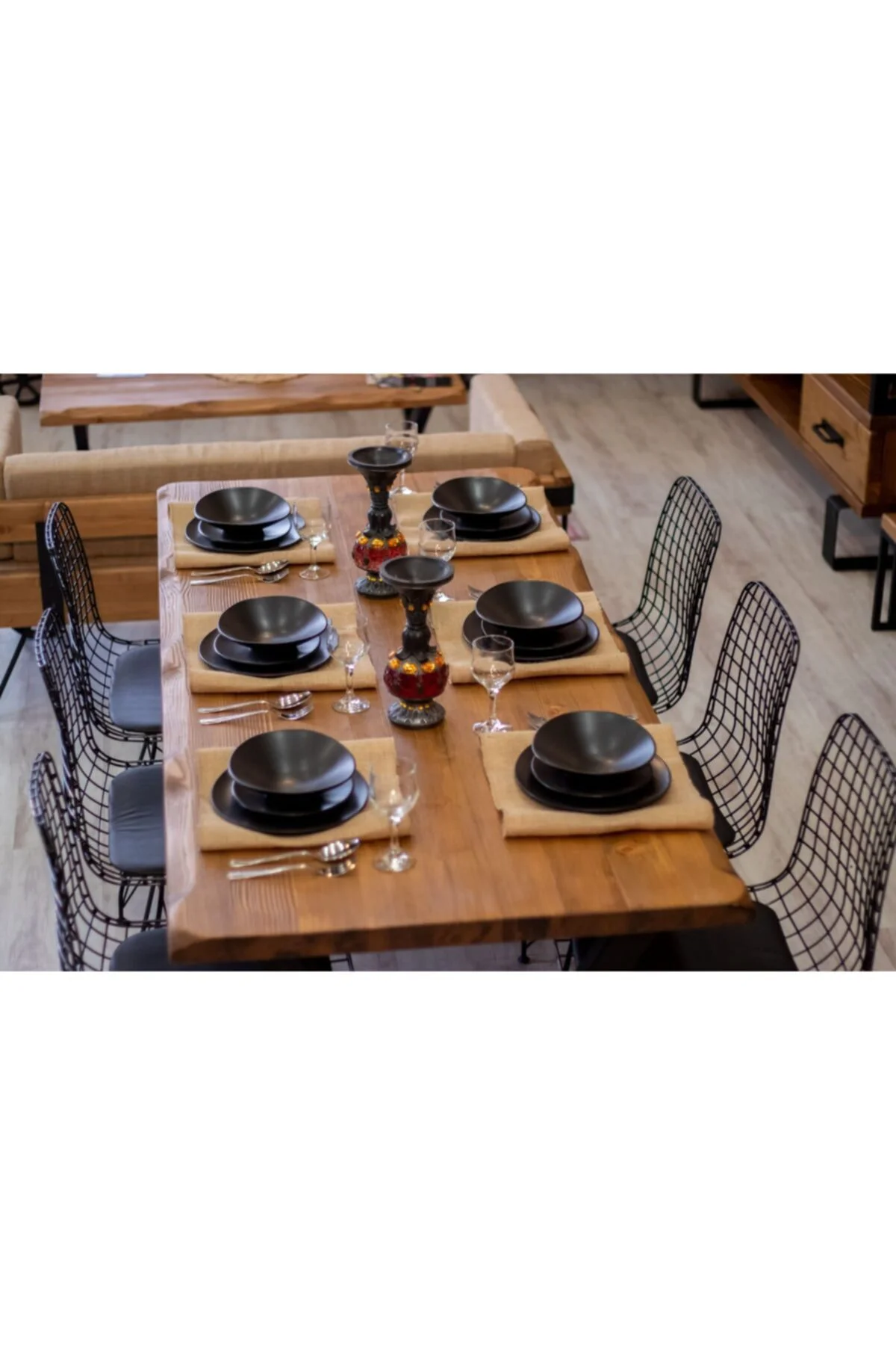 Ntconcept Masif Ağaç Yemek Masası Takımı- (85cm-150cm Masa +4 Adet Sandalye)