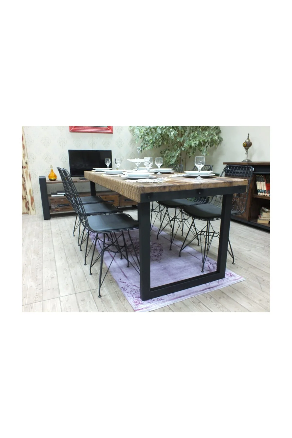 Ntconcept Masif Ağaç Yemek Masası - 85cm-125cm Masa