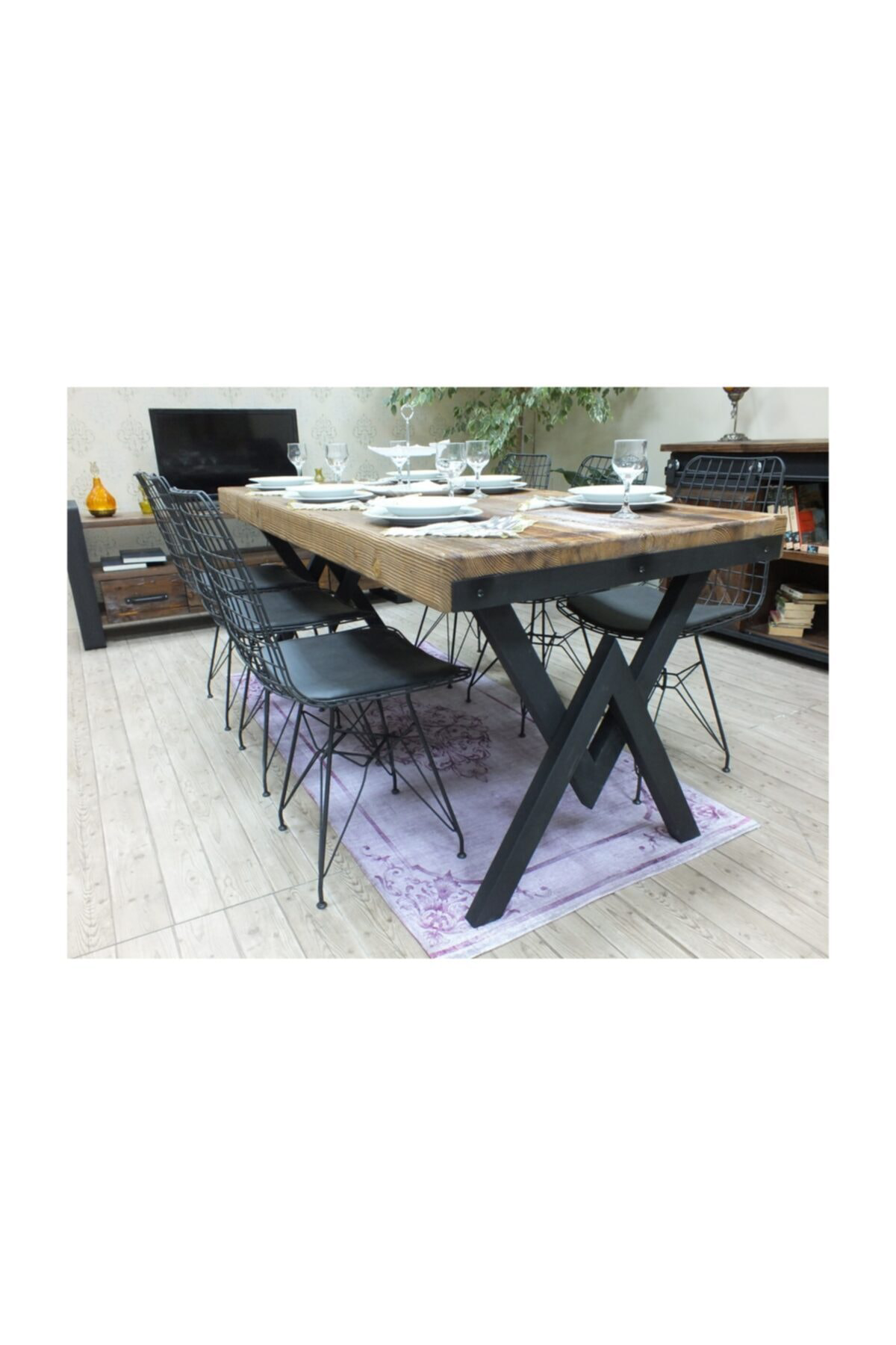 Nt Concept Ntconcept Masif Ağaç Yemek Masası - 85Cm-185Cm Masa