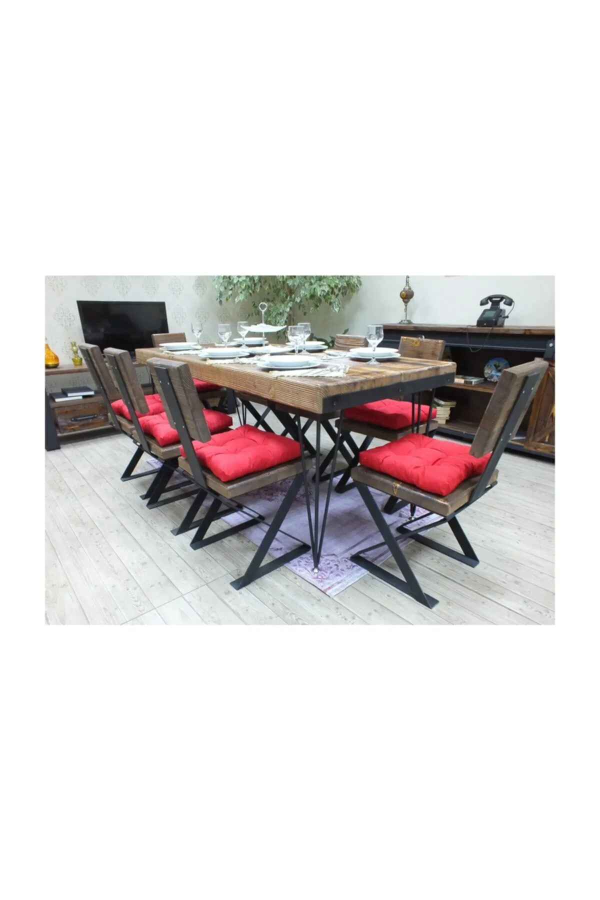 Ntconcept Masif Ağaç Yemek Masası - 85cm-200cm Masa Ntconcept Masif Ağaç Yemek Masası - 85cm-200cm Masa