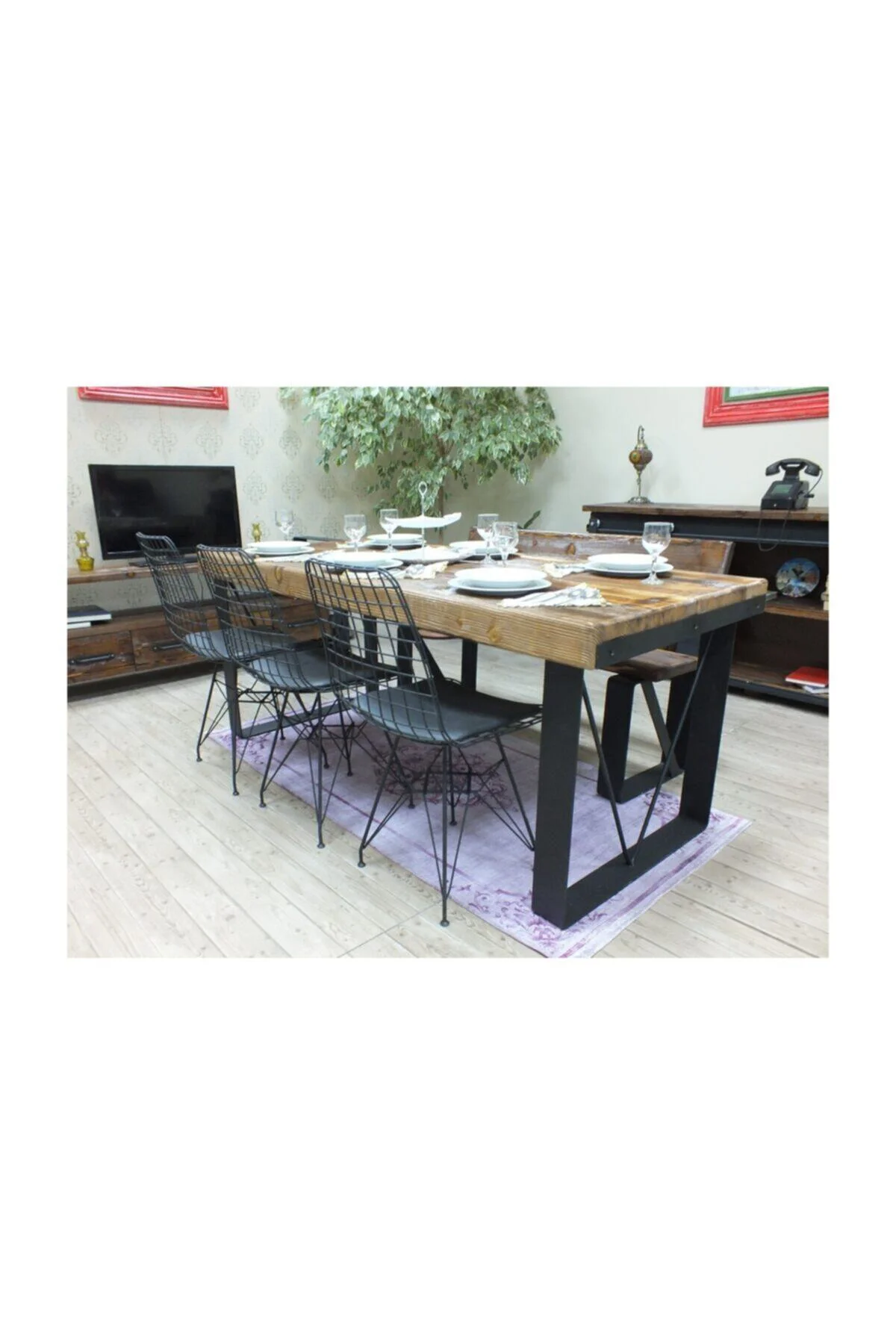 Ntconcept Masif Ağaç Yemek Masası - 85cm-150cm Masa - Görsel 11