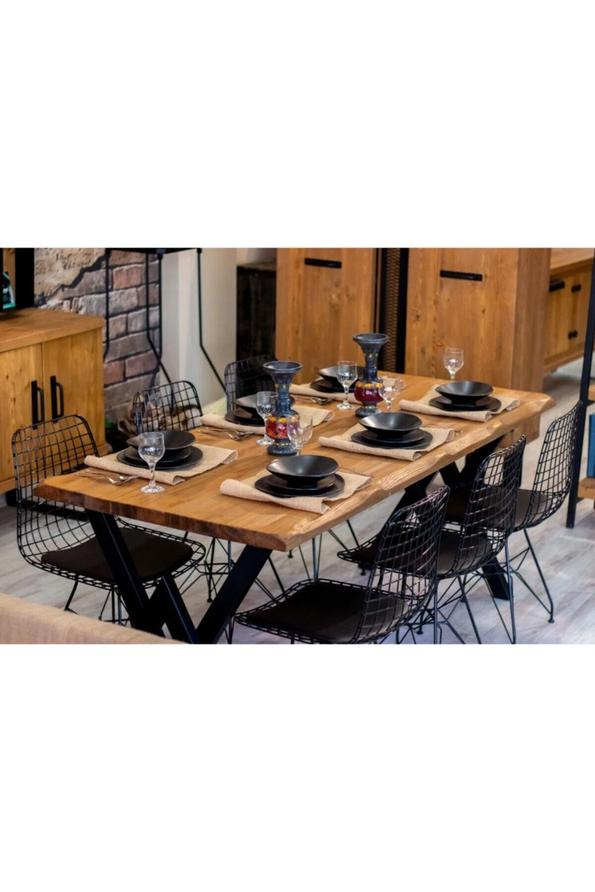 Ntconcept Masif Ağaç Mutfak Masası Takımı(100cm-210cm Masa+10 Sandalye)-aynı Gün Kargo
