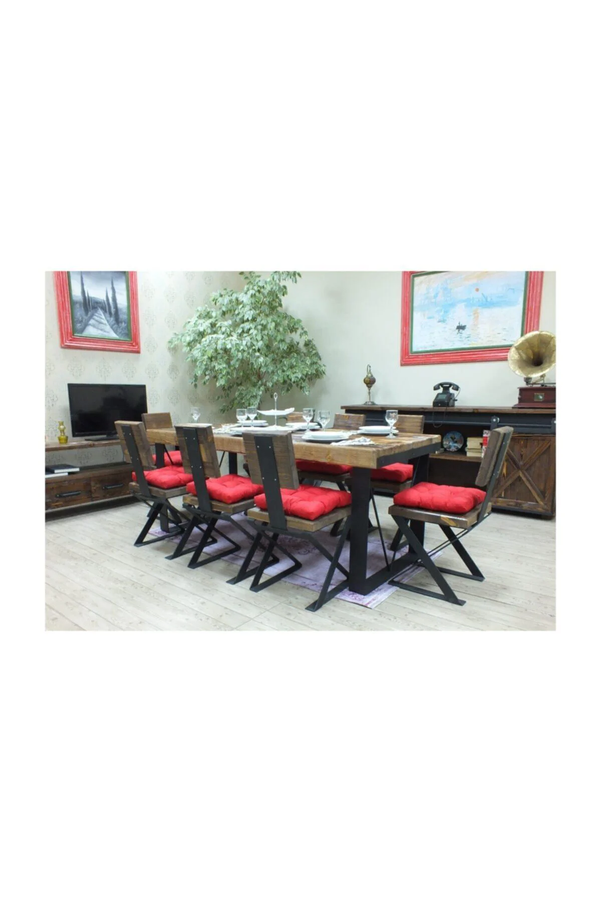 Ntconcept Masif Ağaç Yemek Masası - 85cm-200cm Masa