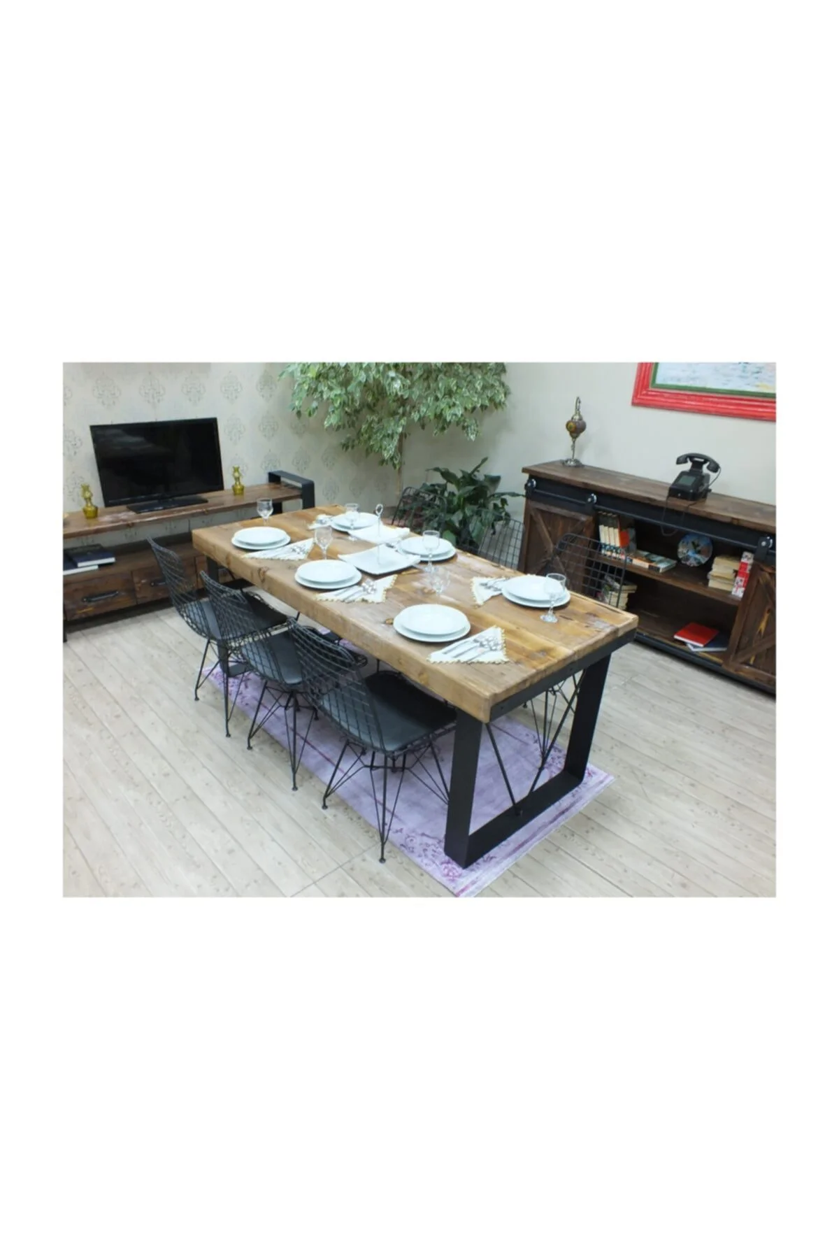 Ntconcept Masif Ağaç Yemek Masası - 85cm-185cm Masa
