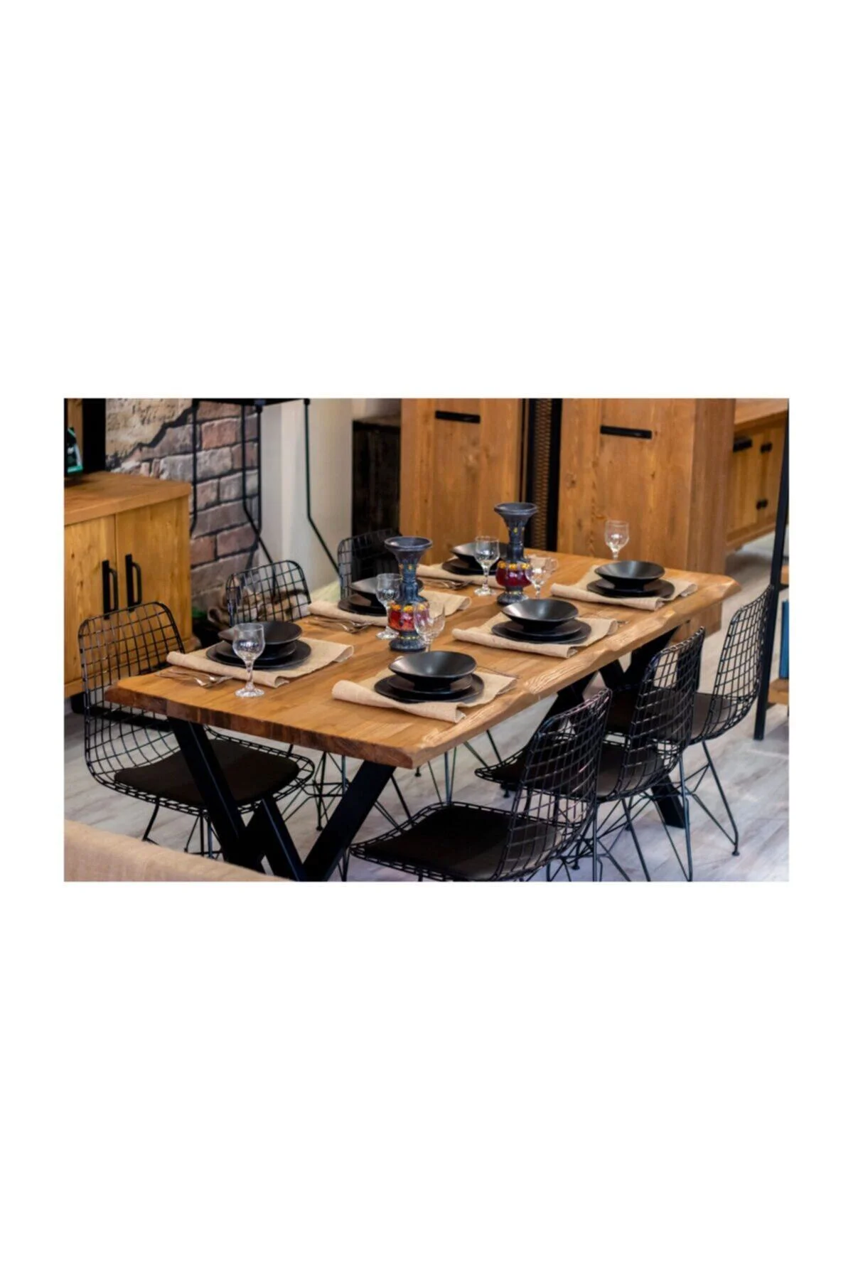 Ntconcept Masif Ağaç Yemek Masası Takımı- 85cm-150cm Masa +6 Adet Sandalye