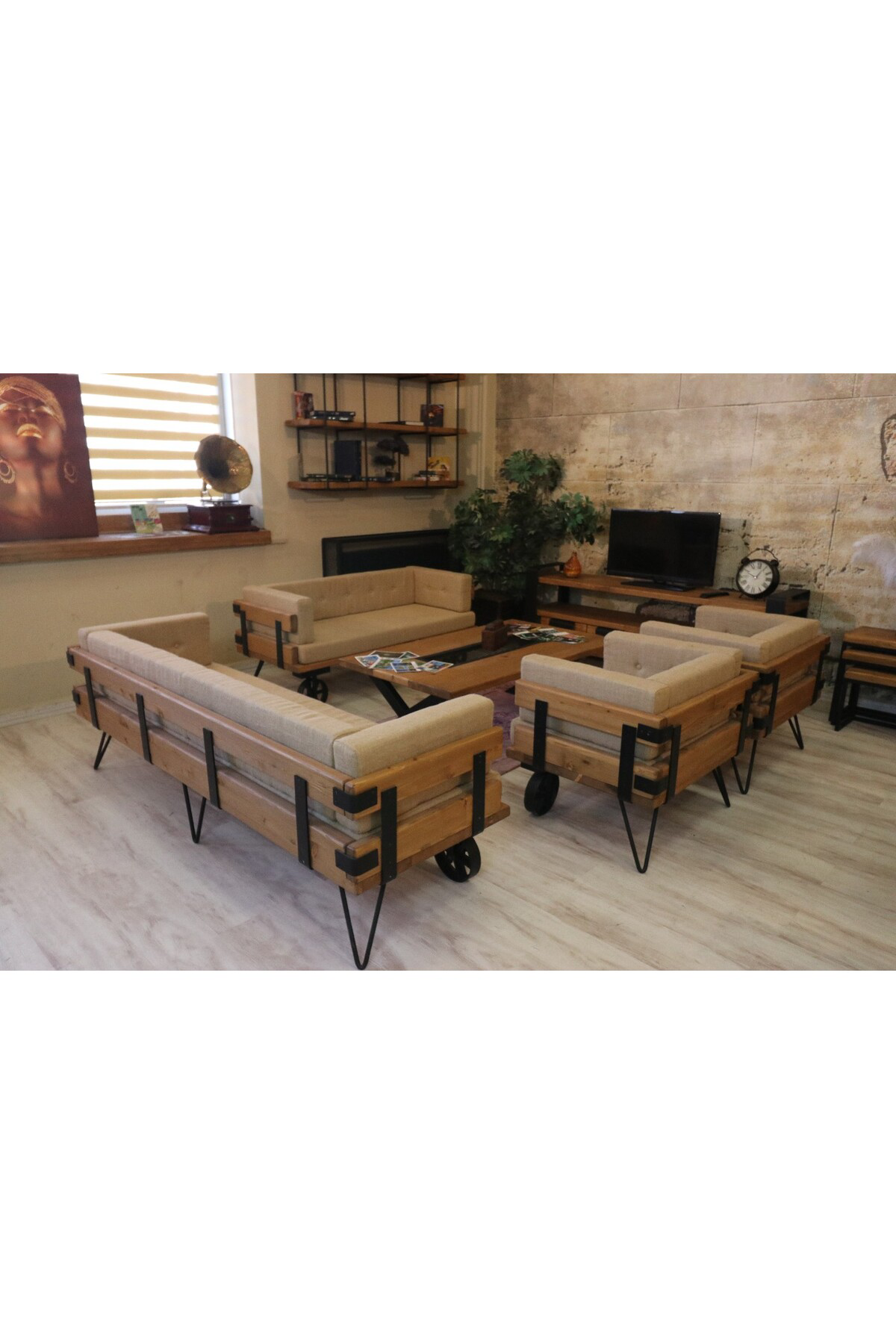 Nt Concept Ntconcept Masif Ağaç Koltuk Takımı(3-2-1-1)