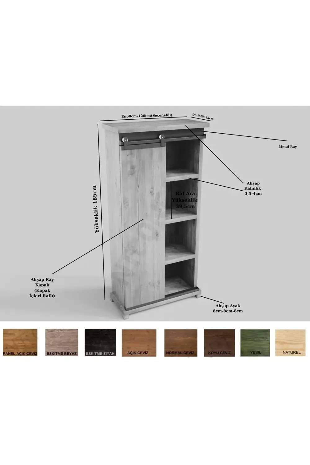 Nt Concept Ntconcept Oni Doğal Ağaç Ofis Dolabı(80Cm-H180cm-41Cm)