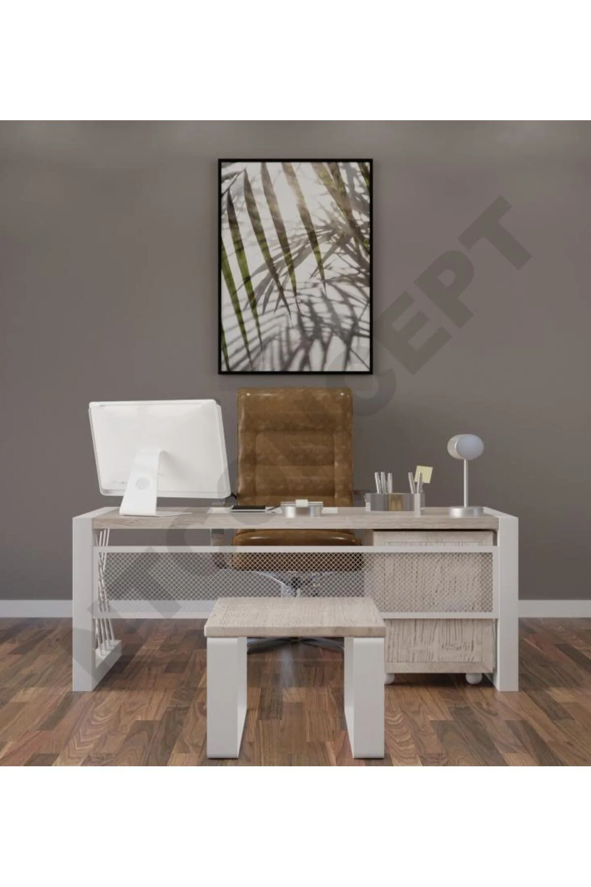 Ntconcept Pex Doğal Ahşap Üçlü Ofis ve Çalışma Odası Takımı-180'l