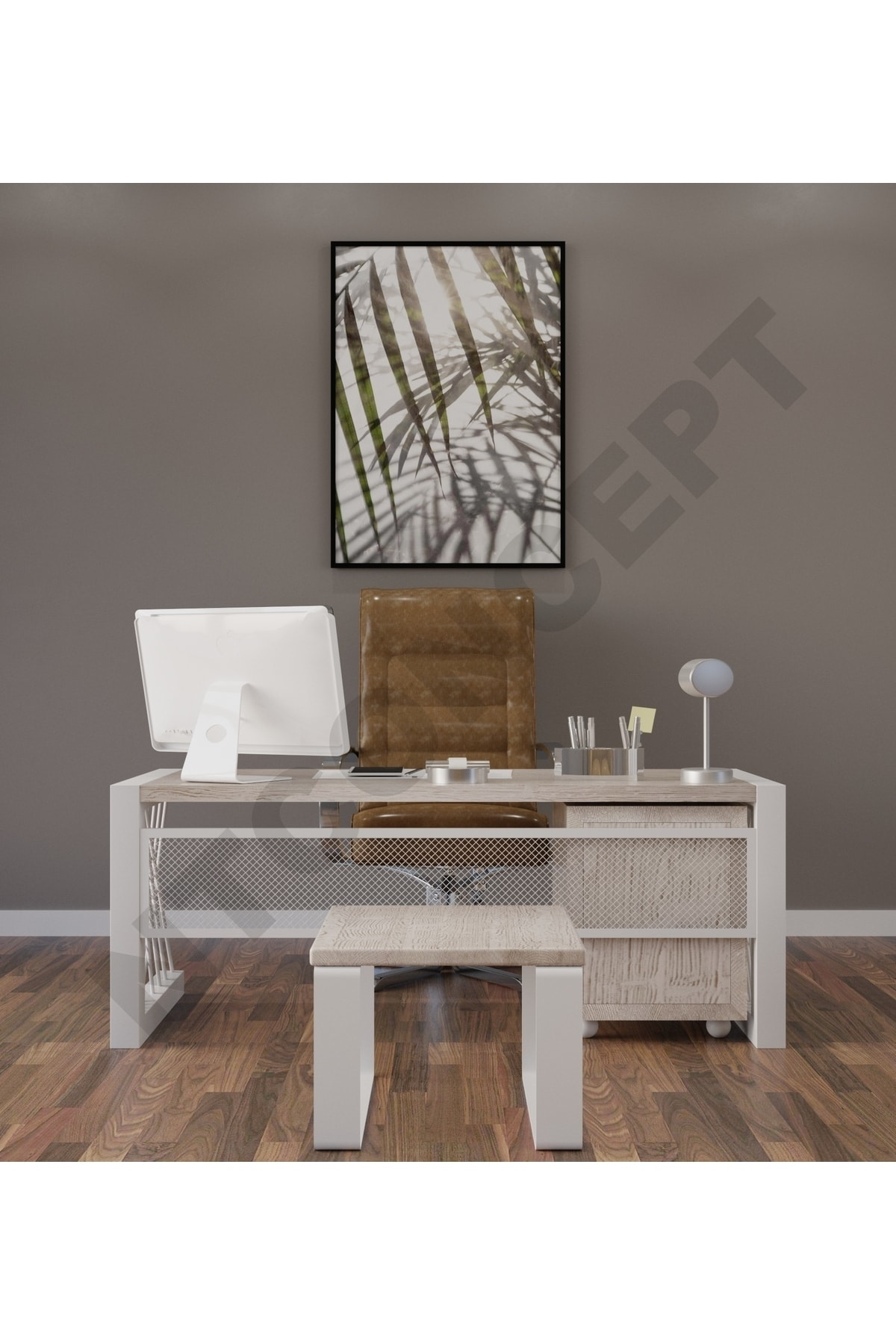 Nt Concept Ntconcept Pex Doğal Ahşap Üçlü Ofis Ve Çalışma Odası Takımı-140'L