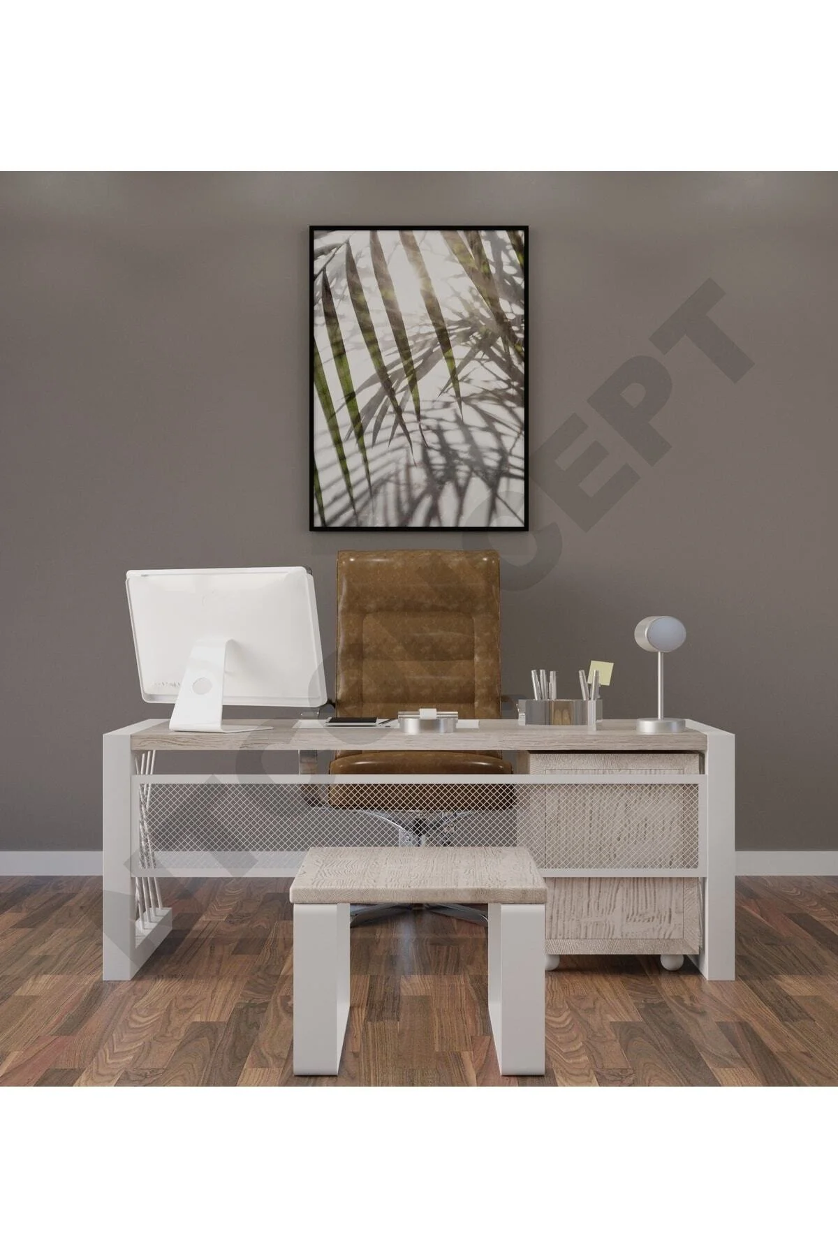 Ntconcept Pex Doğal Ahşap Üçlü Ofis ve Çalışma Odası Takımı-140'l