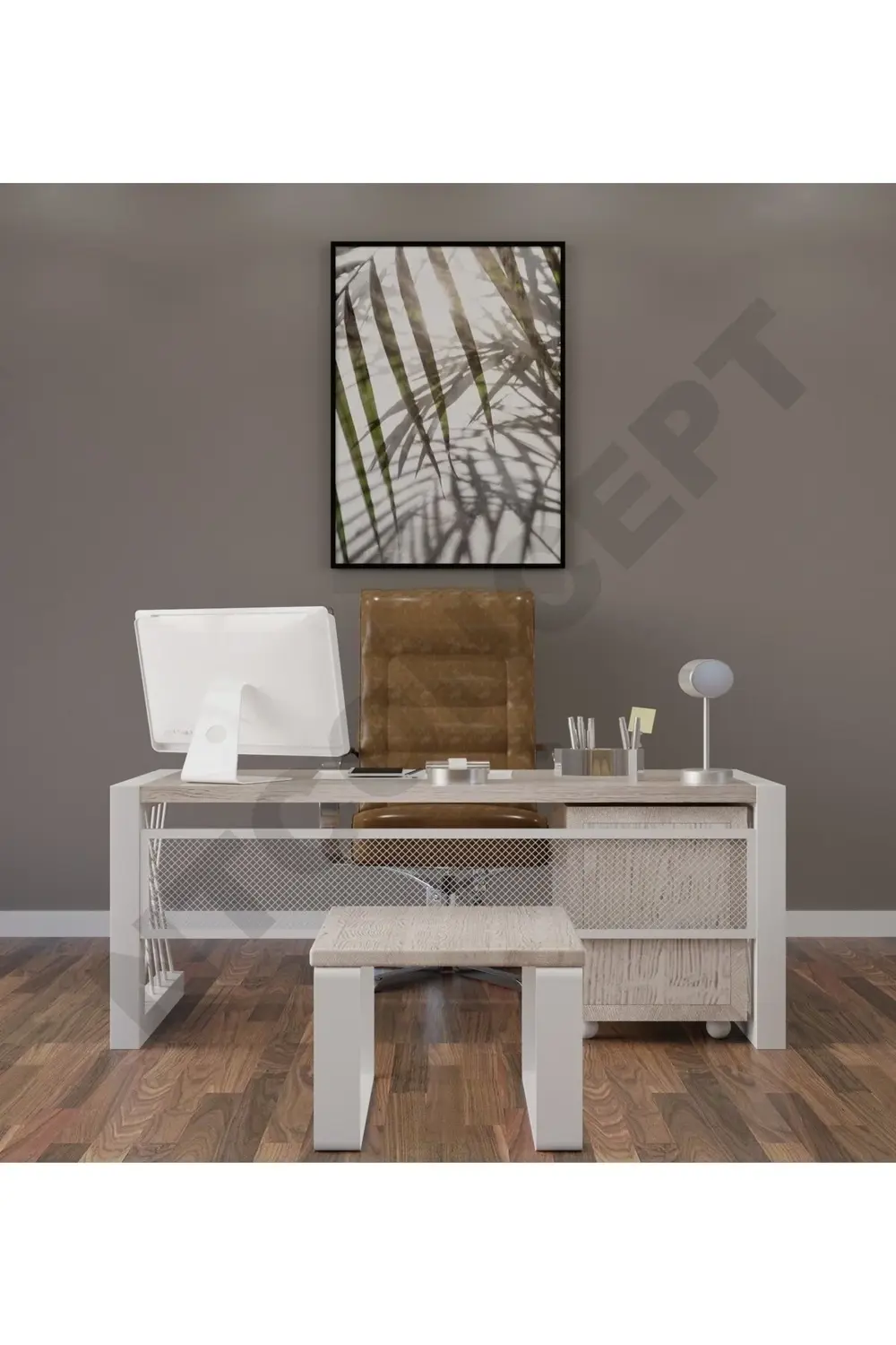 Nt Concept Ntconcept Pex Doğal Ahşap Üçlü Ofis Ve Çalışma Odası Takımı-240'L