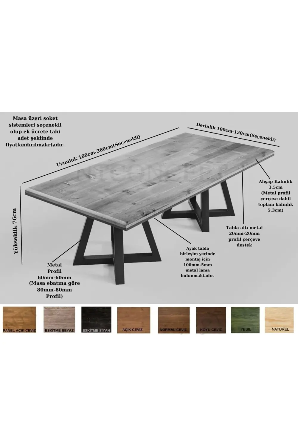 Nt Concept Ntconcept Quen Doğal Ağaç Toplantı Masası(100Cm-220Cm)