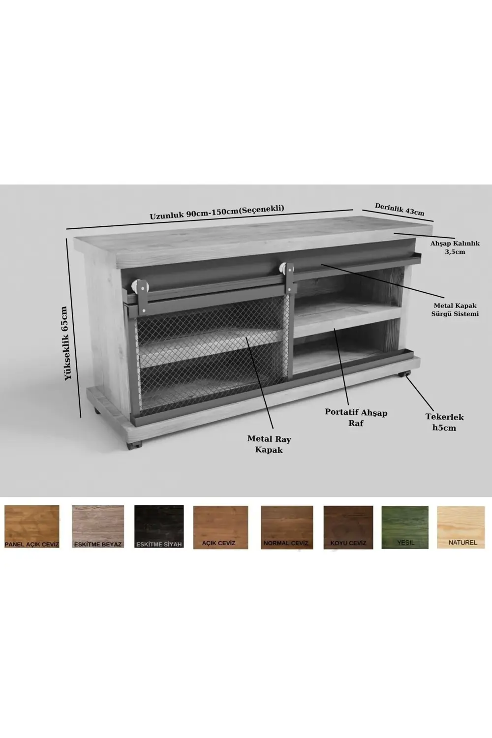 Nt Concept Ntconcept Rona Doğal Ağaç Ofis Düzenleyici Dolap(110Cm-H60cm-41Cm