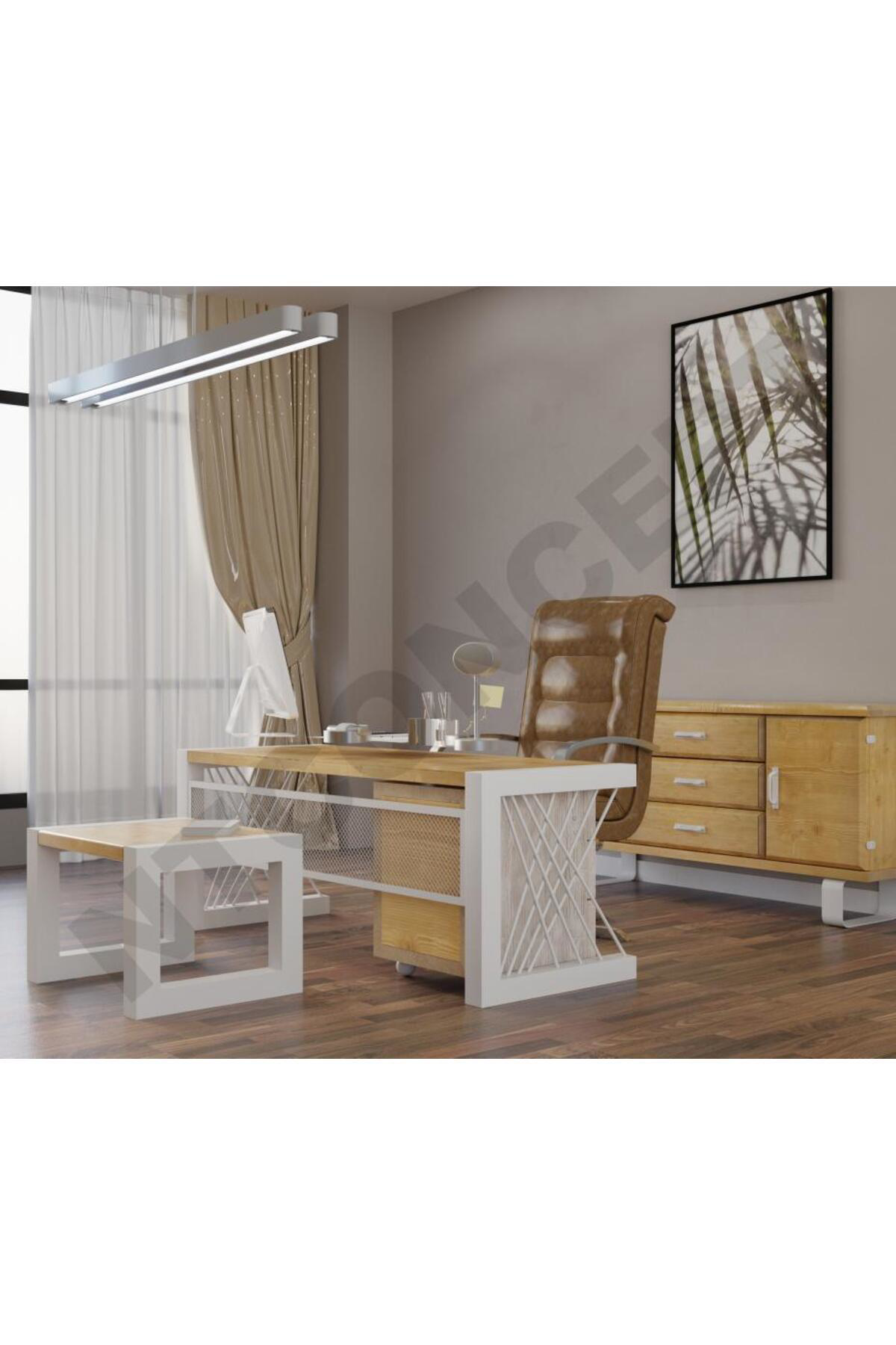 Nt Concept Ntconcept Rose Doğal Ahşap Dörtlü Ofis Ve Çalışma Odası Takımı-24