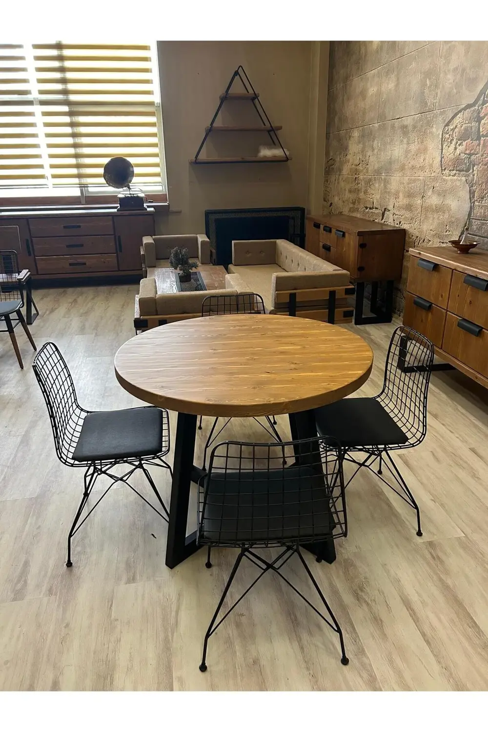 Ntconcept Round Doğal Ahşap Sandalyeli Yuvarlak Masa Takımı