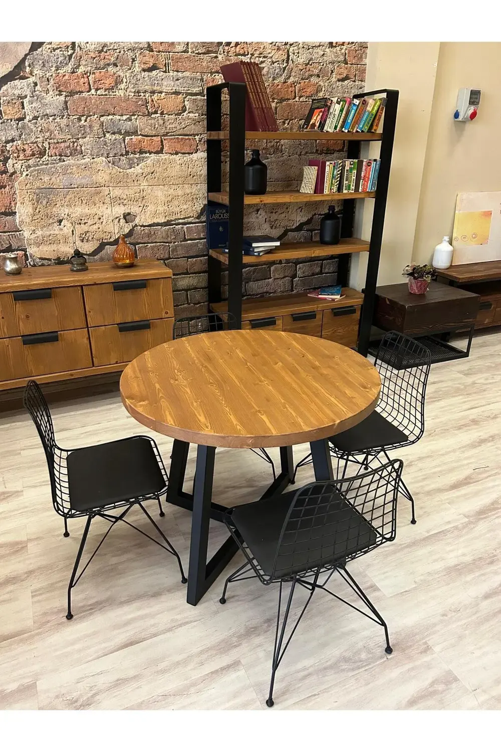 Ntconcept Round Doğal Ahşap Sandalyeli Yuvarlak Masa Takımı