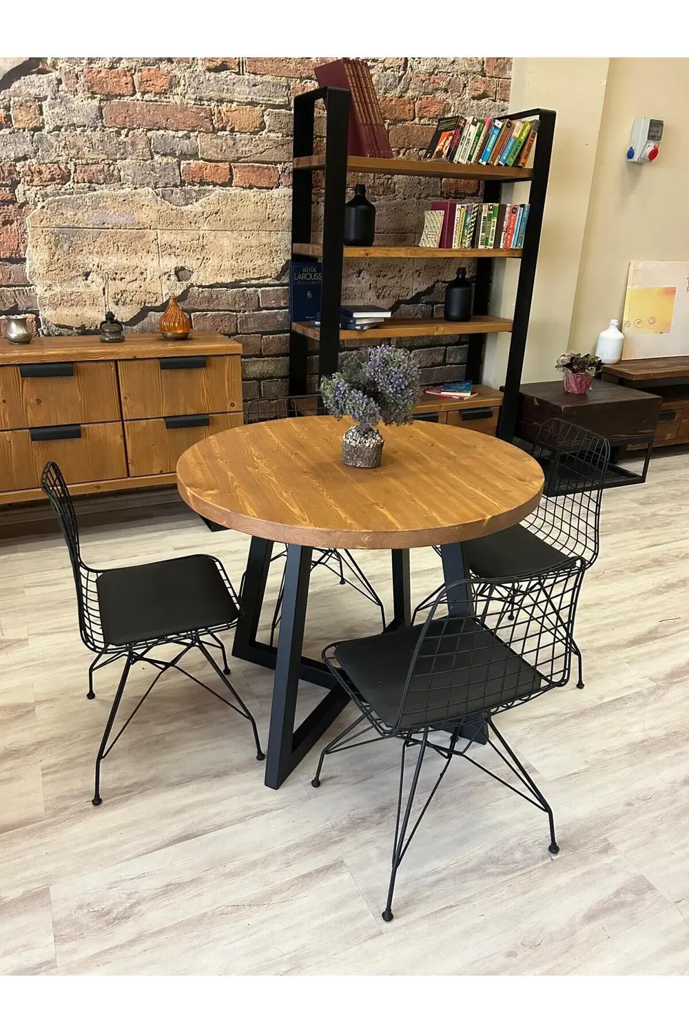 Ntconcept Round Doğal Ahşap Sandalyeli Yuvarlak Masa Takımı