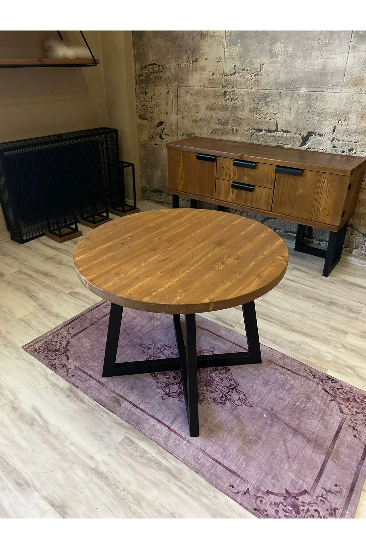 Ntconcept Round Masif Ahşap Yuvarlak Yemek Masası 85x85cm