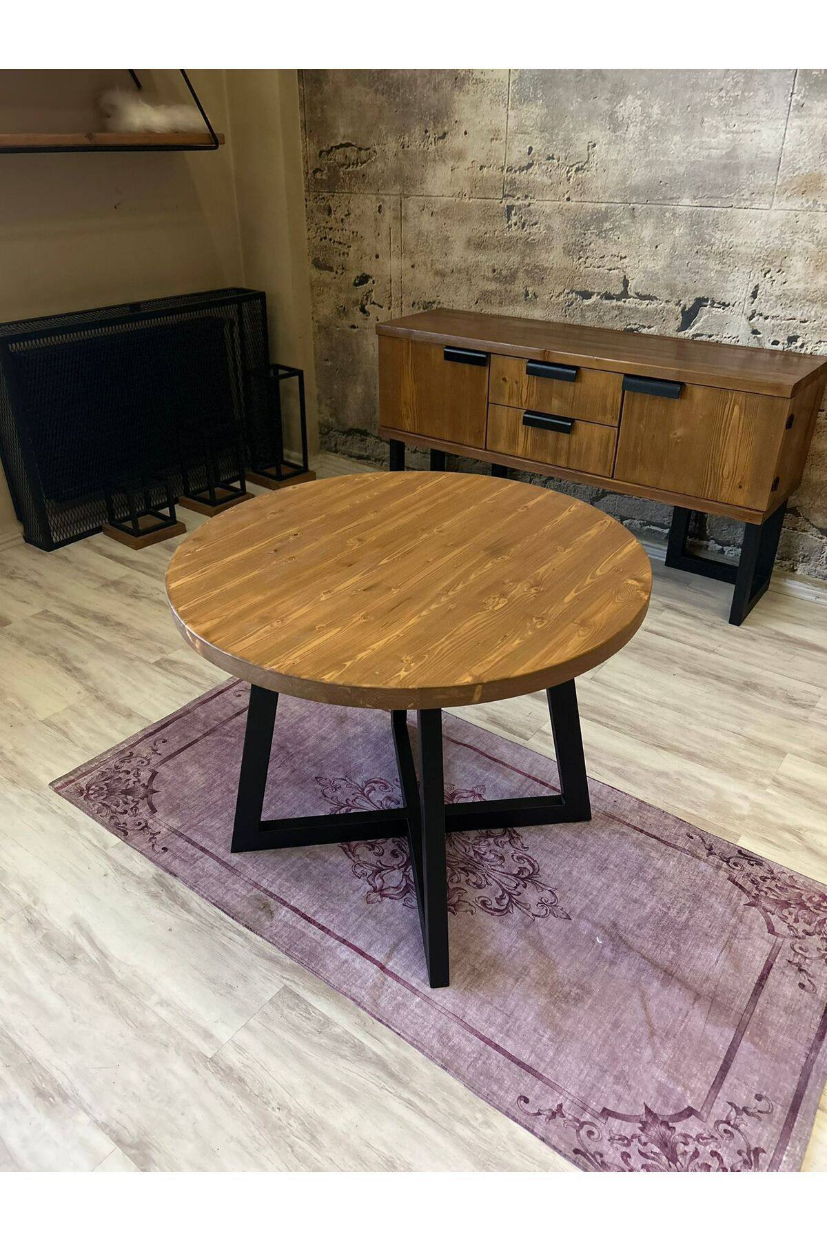 Ntconcept Round Masif Ahşap Yuvarlak Yemek Masası 85x85cm