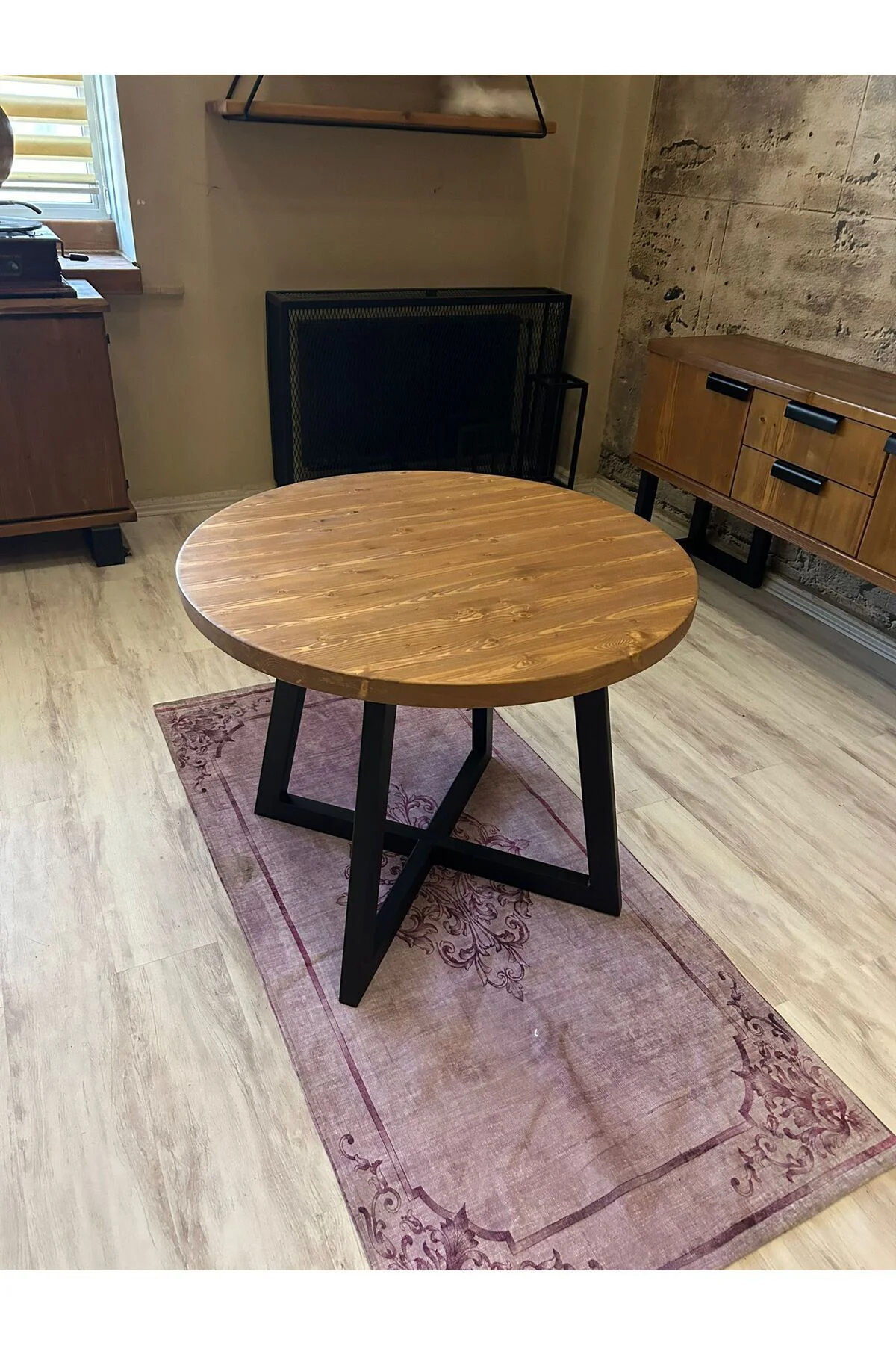 Ntconcept Round Masif Ahşap Yuvarlak Yemek Masası 85x85cm