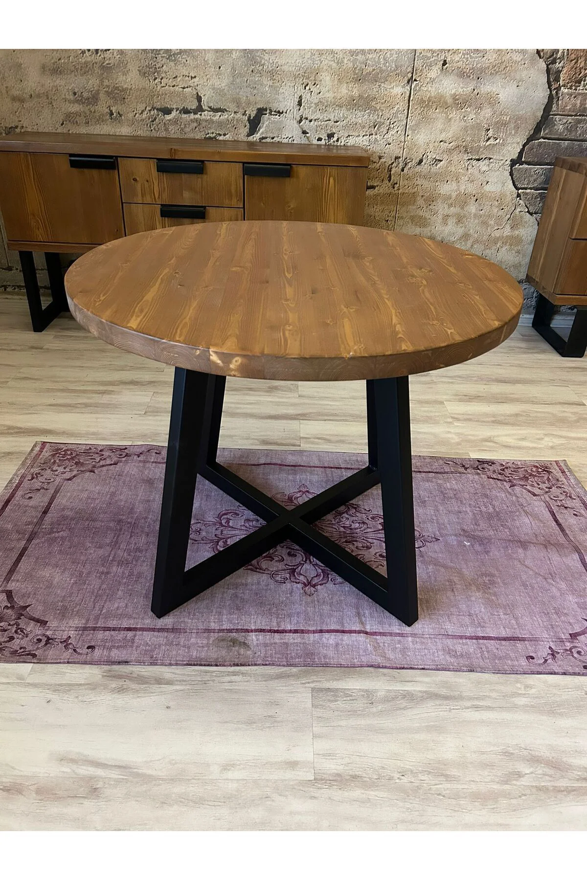 Ntconcept Round Masif Ahşap Yuvarlak Yemek Masası 85x85cm